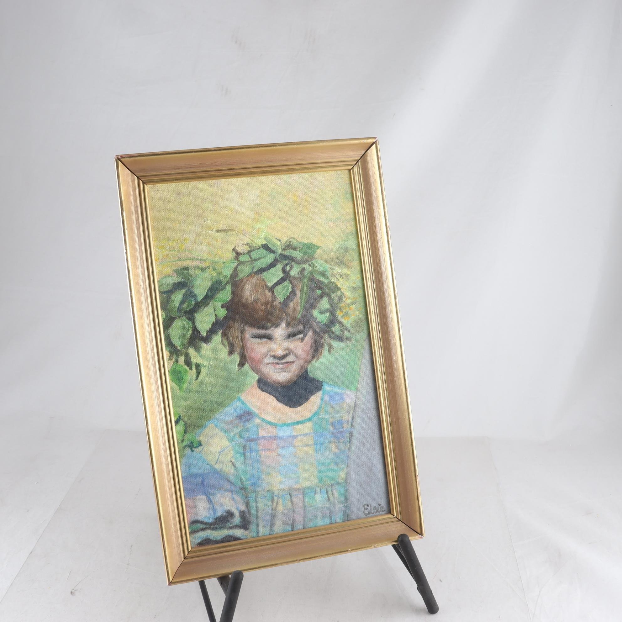 Olja på duk, porträtt, signerad Elsie. Samfraktas ej.