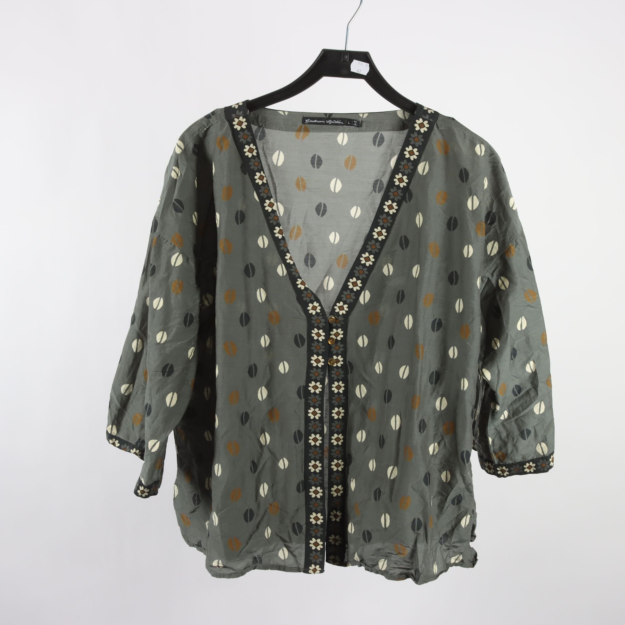 Blus, Gudrun,Sjödèn, grå, mönstrad, stl. L