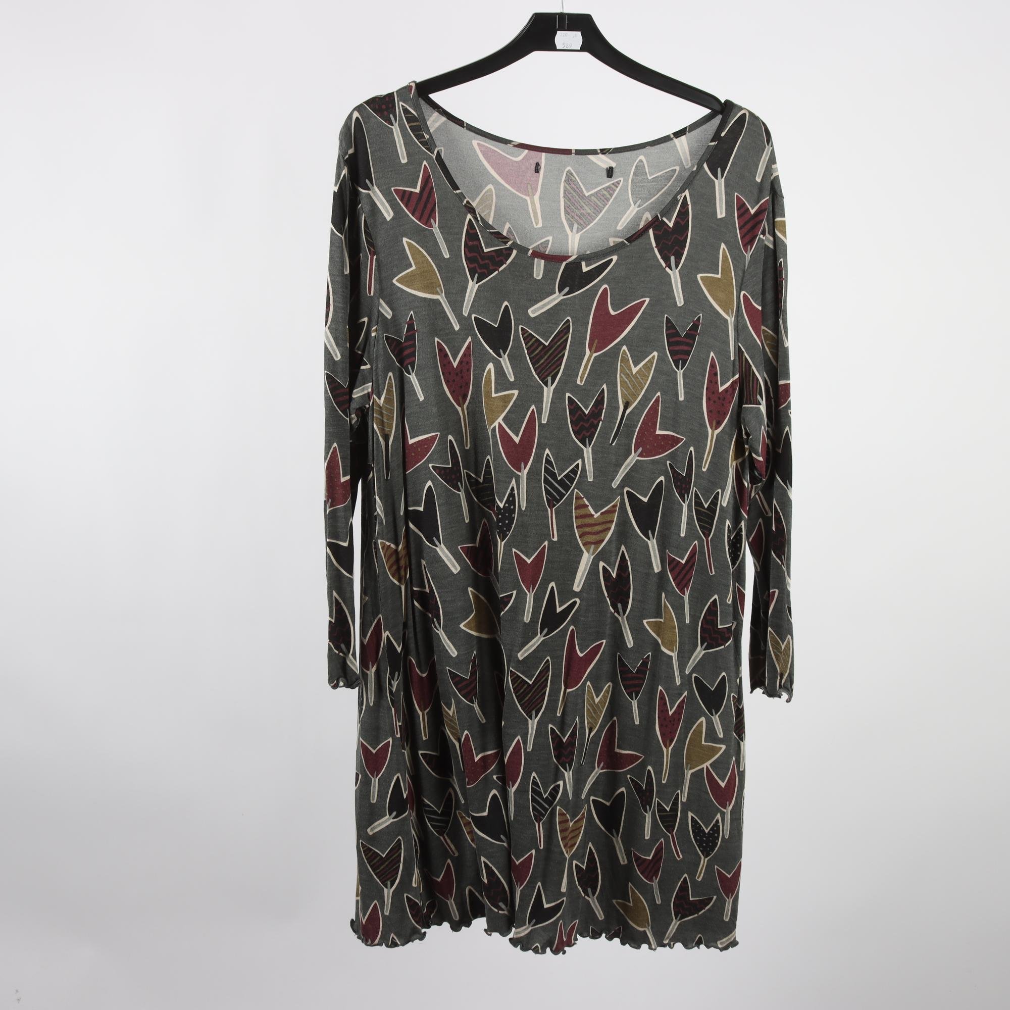 Klänning, Gudrun Sjödén, grå, vinröd, stl. ca. S/M.