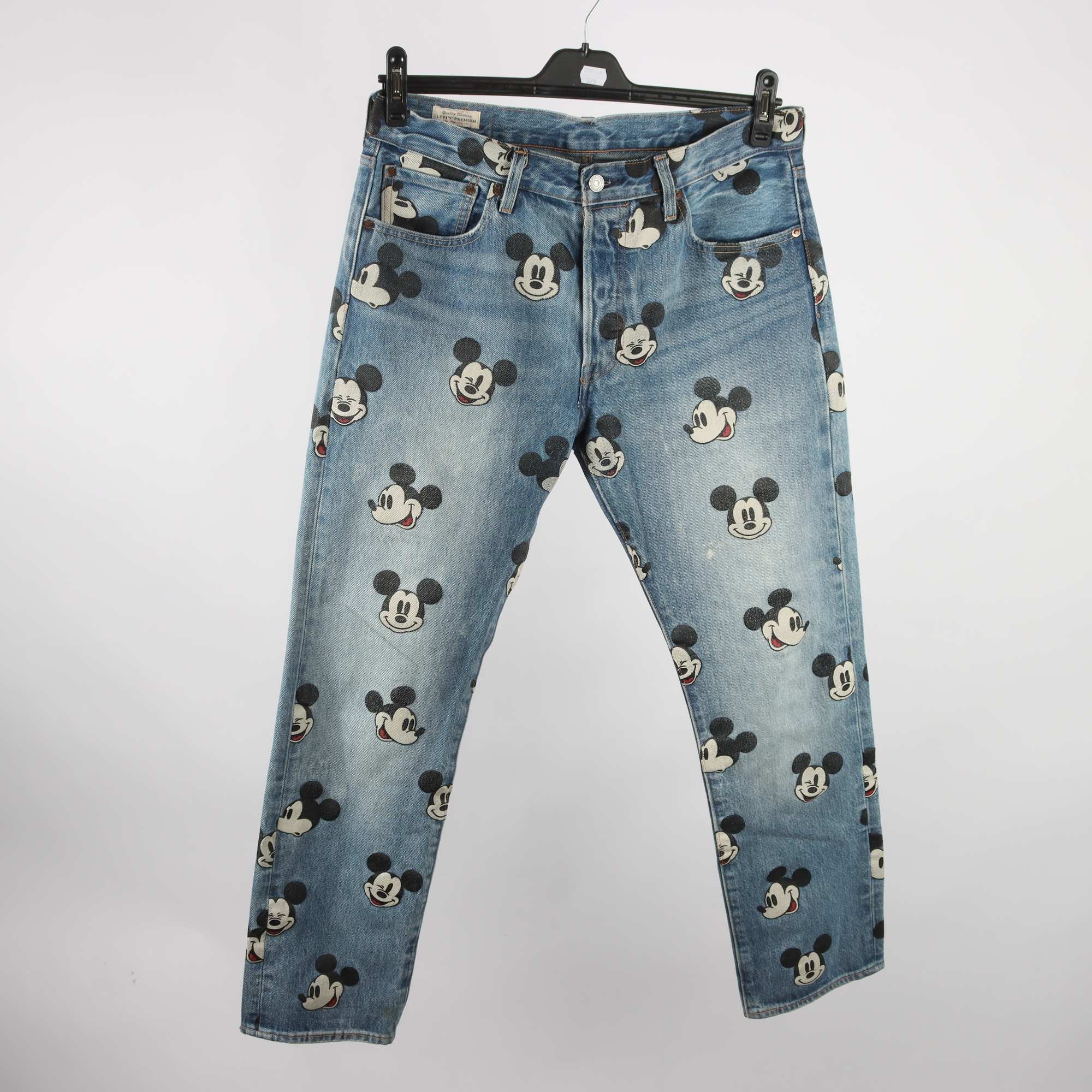 Jeans, Musse Pigg x Levis, 501, blå, stl. 32/30.