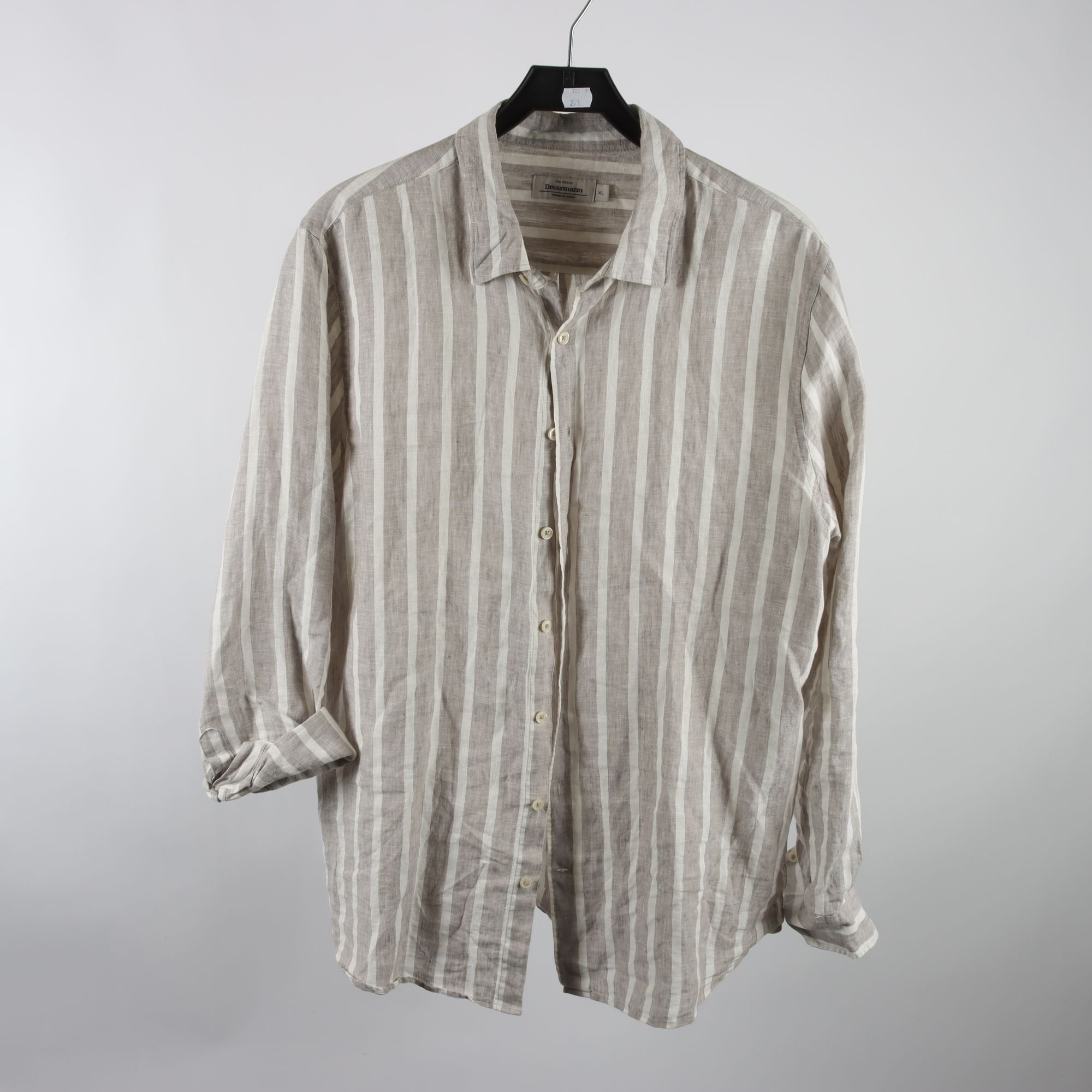 Skjorta, Dressman, beige, vit, 100% lin, stl. XL.