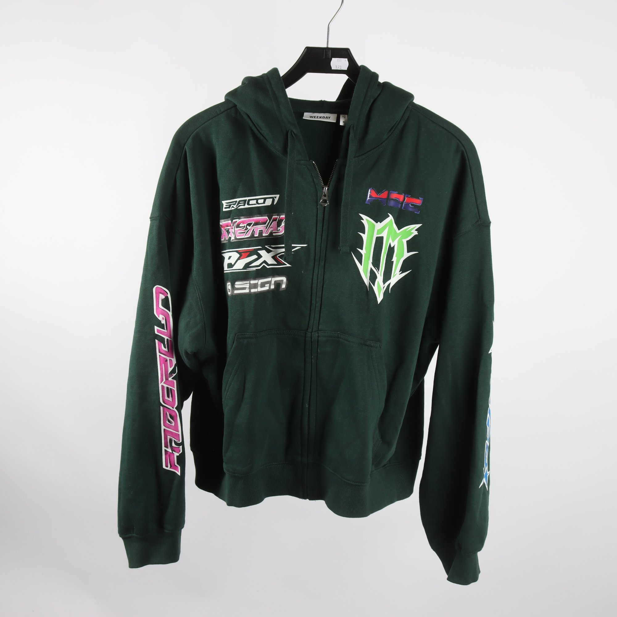 Hoodie, Weekday, Monster, grön, stl. M.
