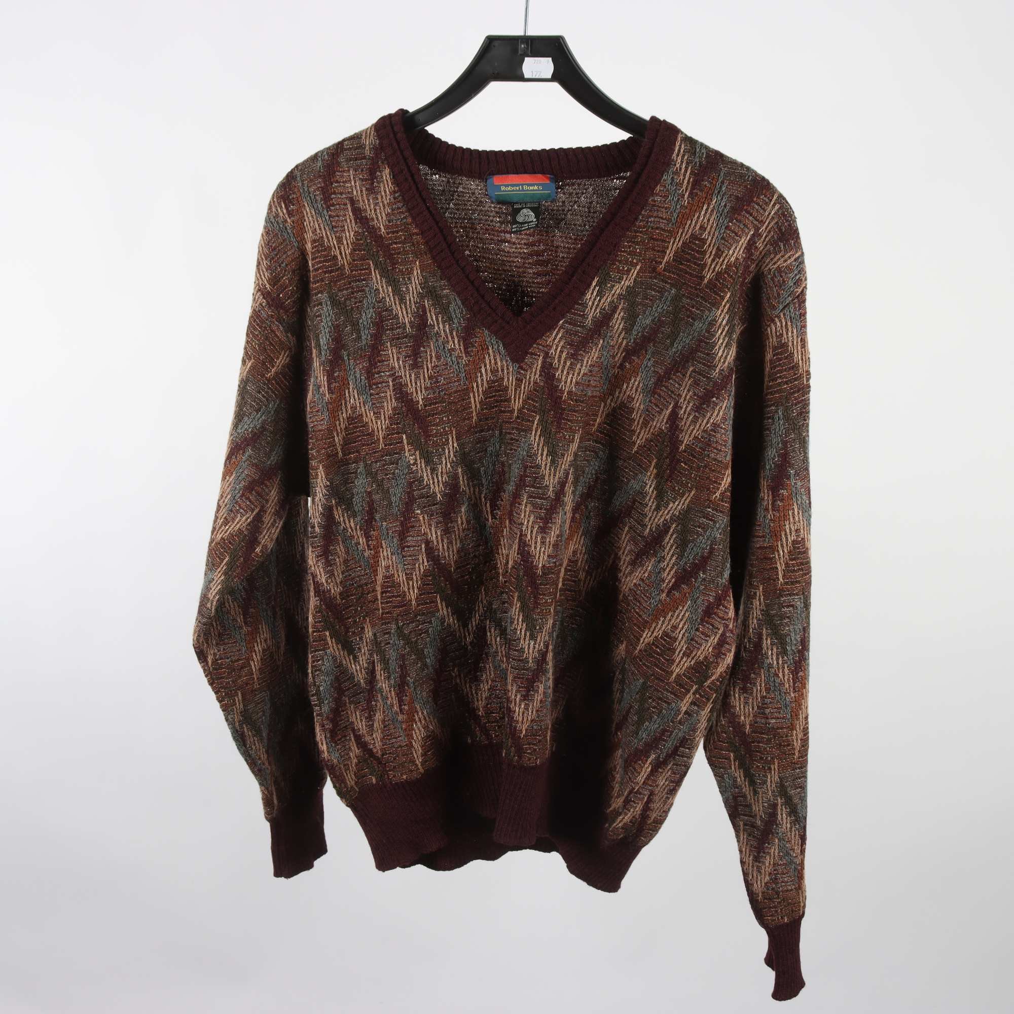 Tröja, Robert Banks, vinröd, 100% ull, stl. L.