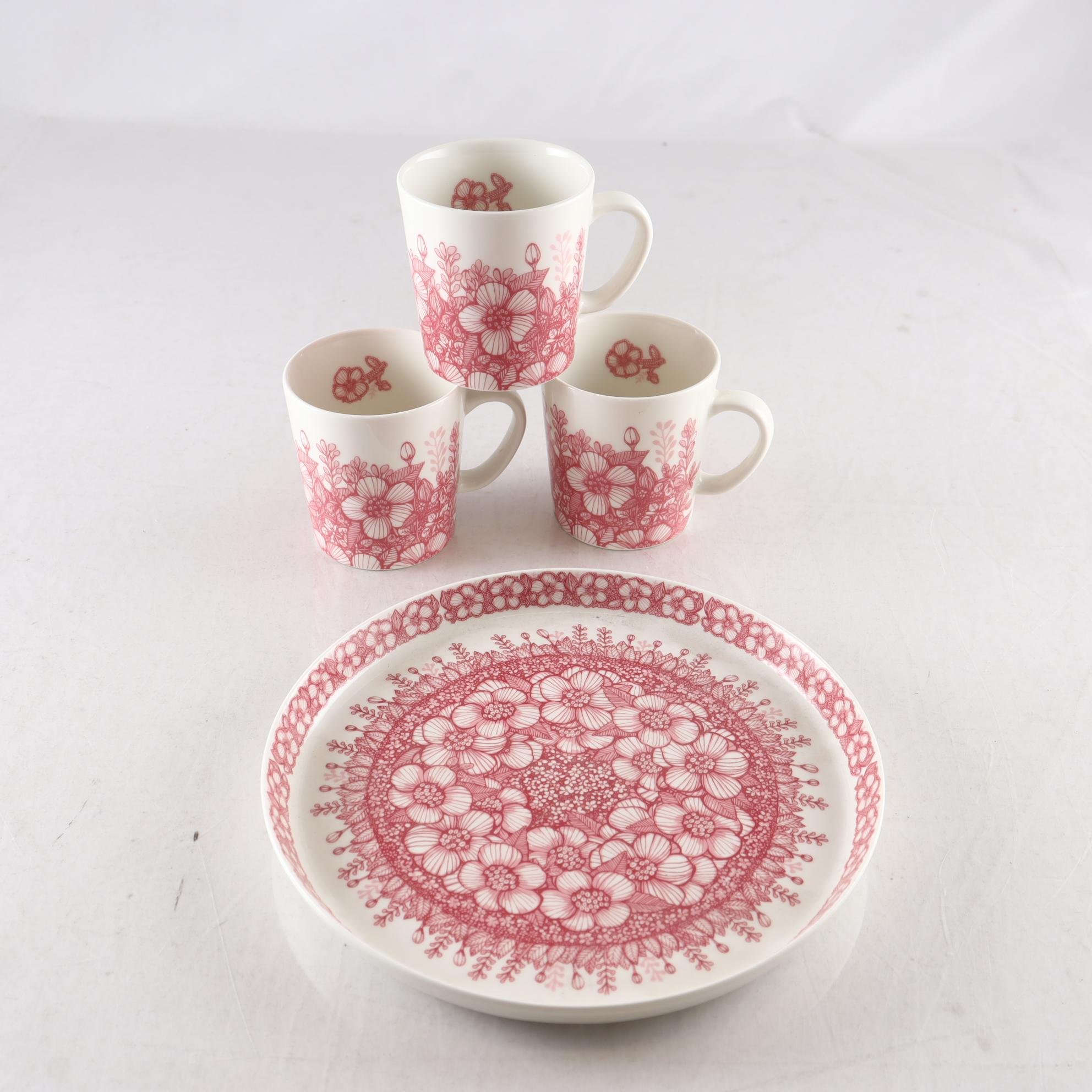 Muggar och fat, ”Huvila”, Arabia, 4 delar. Samfraktas ej.