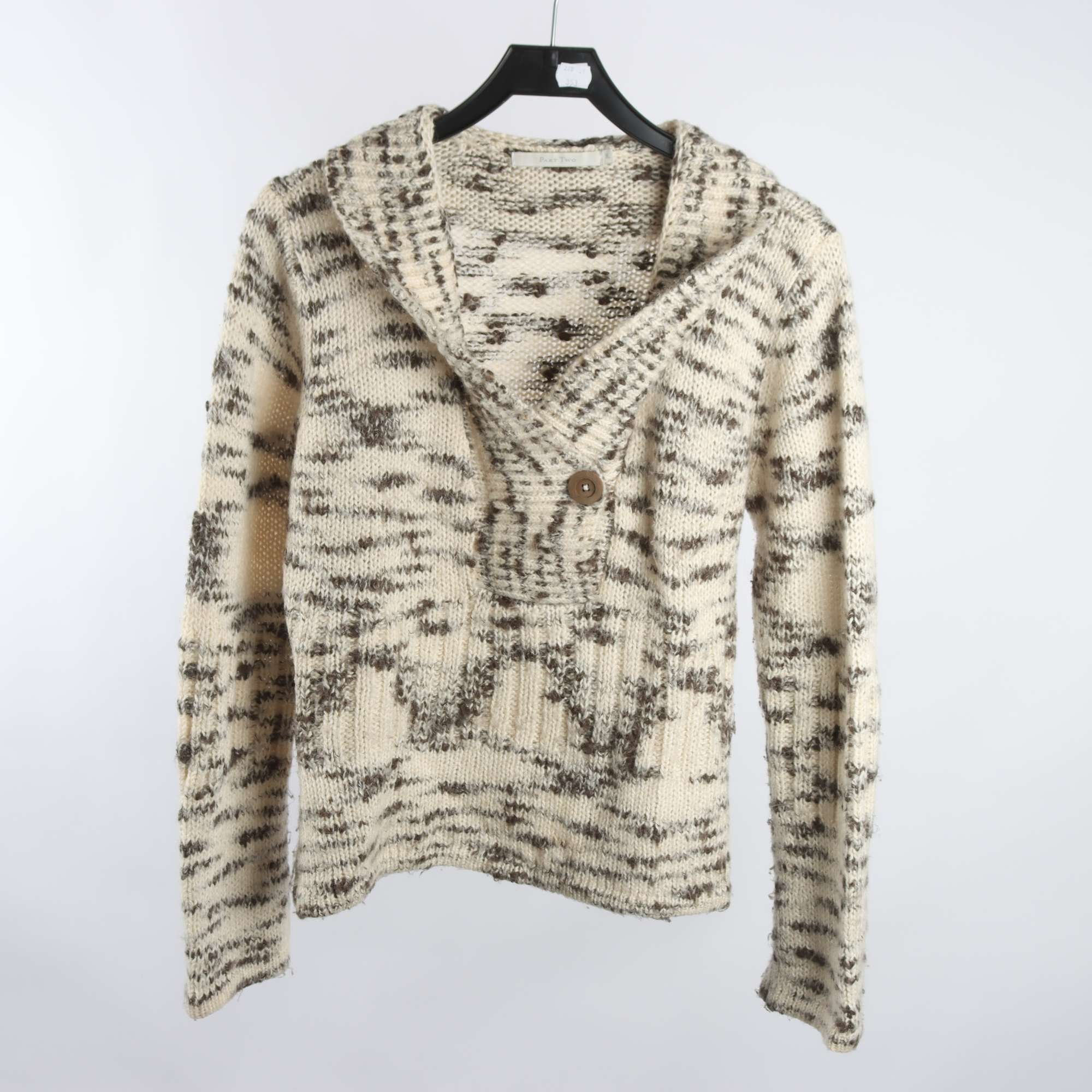 Tröja, Part Two, vit, grå, ull, mohair, stl. XL.