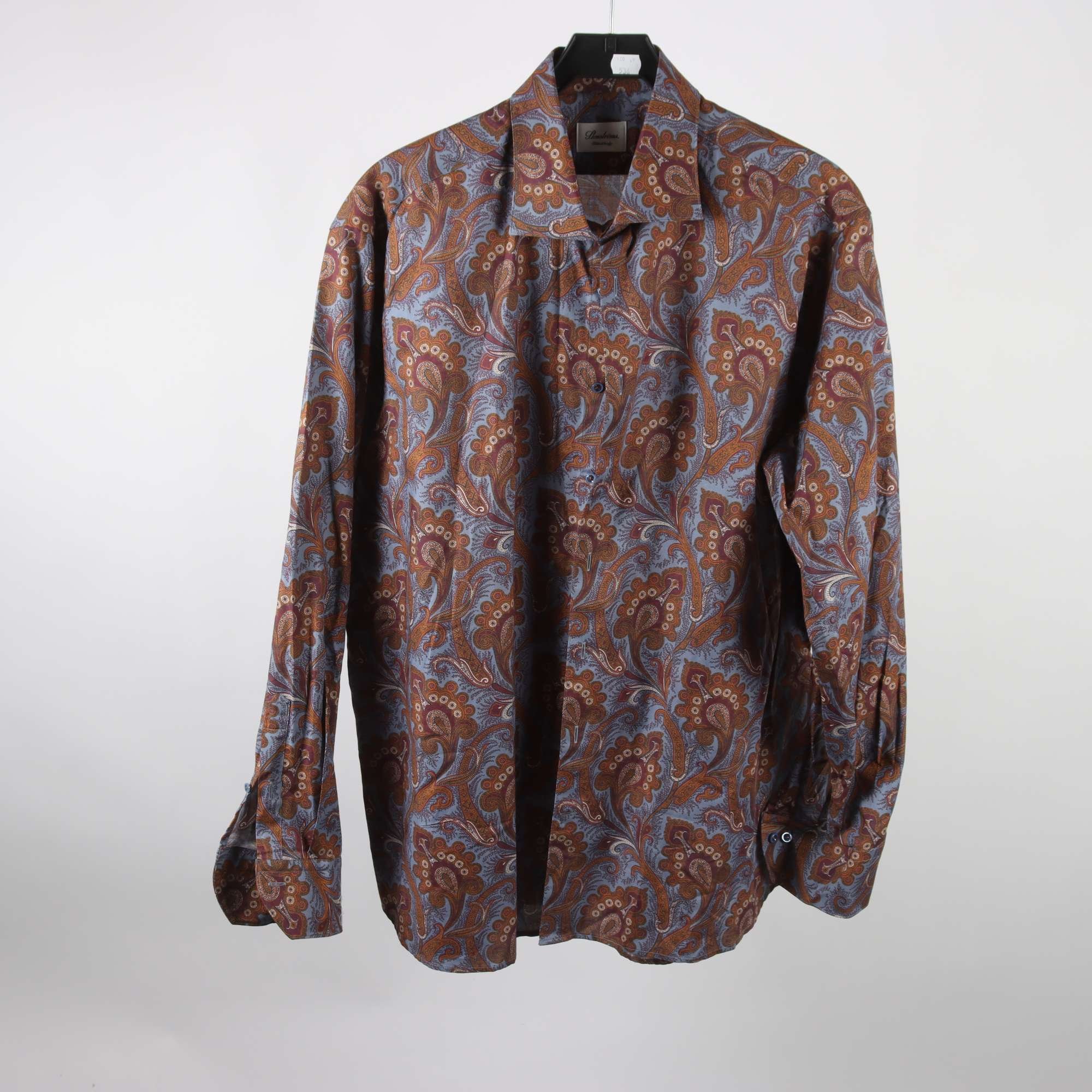 Skjorta, Stenströms, brun, blå, stl. 45.