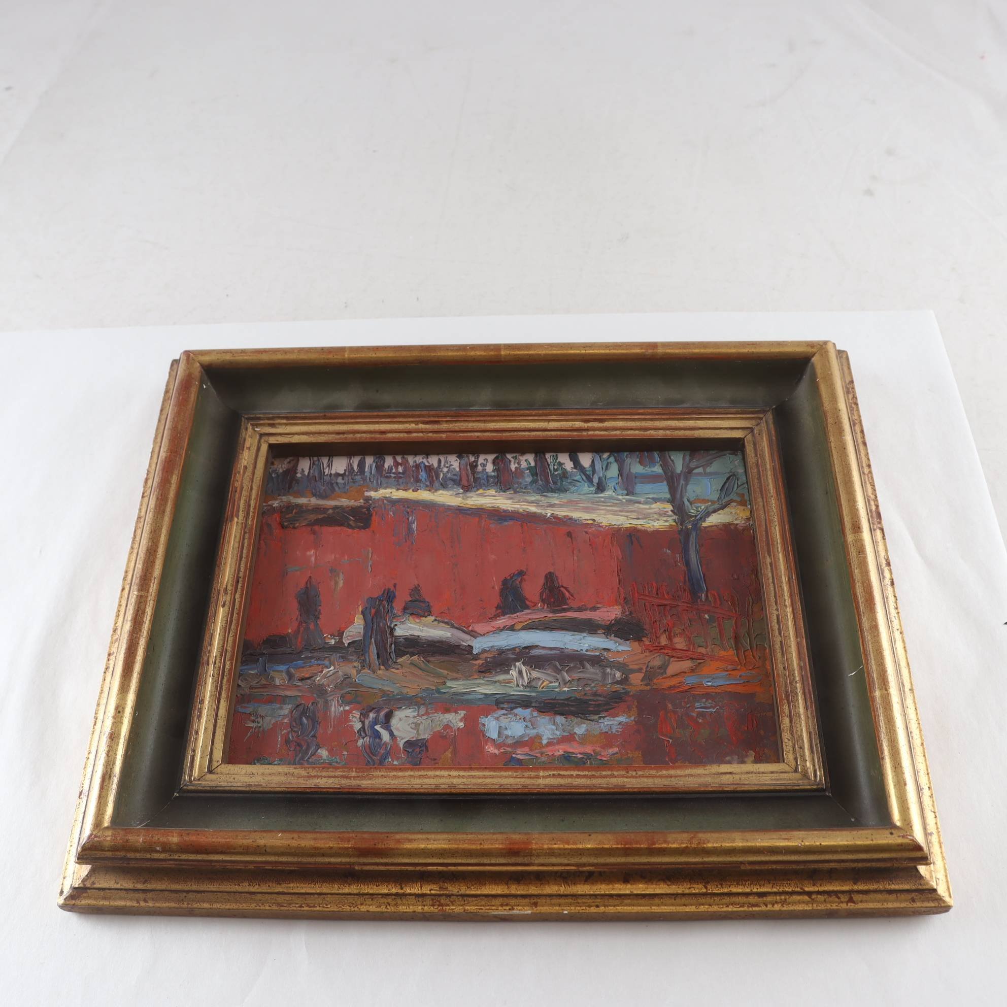 Olja på pannå, osignerad. Samfraktas ej.