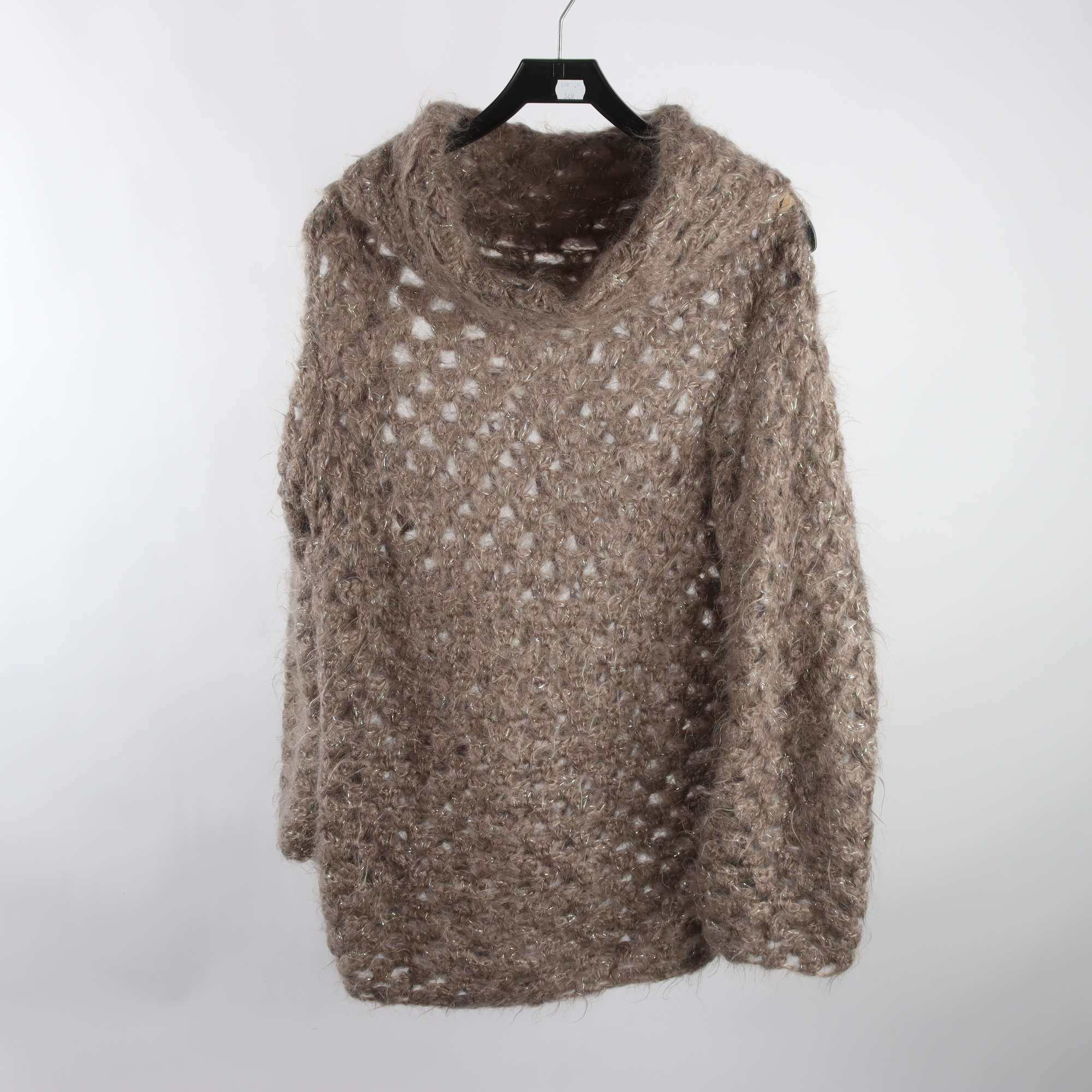 Tröja, Okänd, beige, lite glittrig, ull, mohair, stl. ca. L.