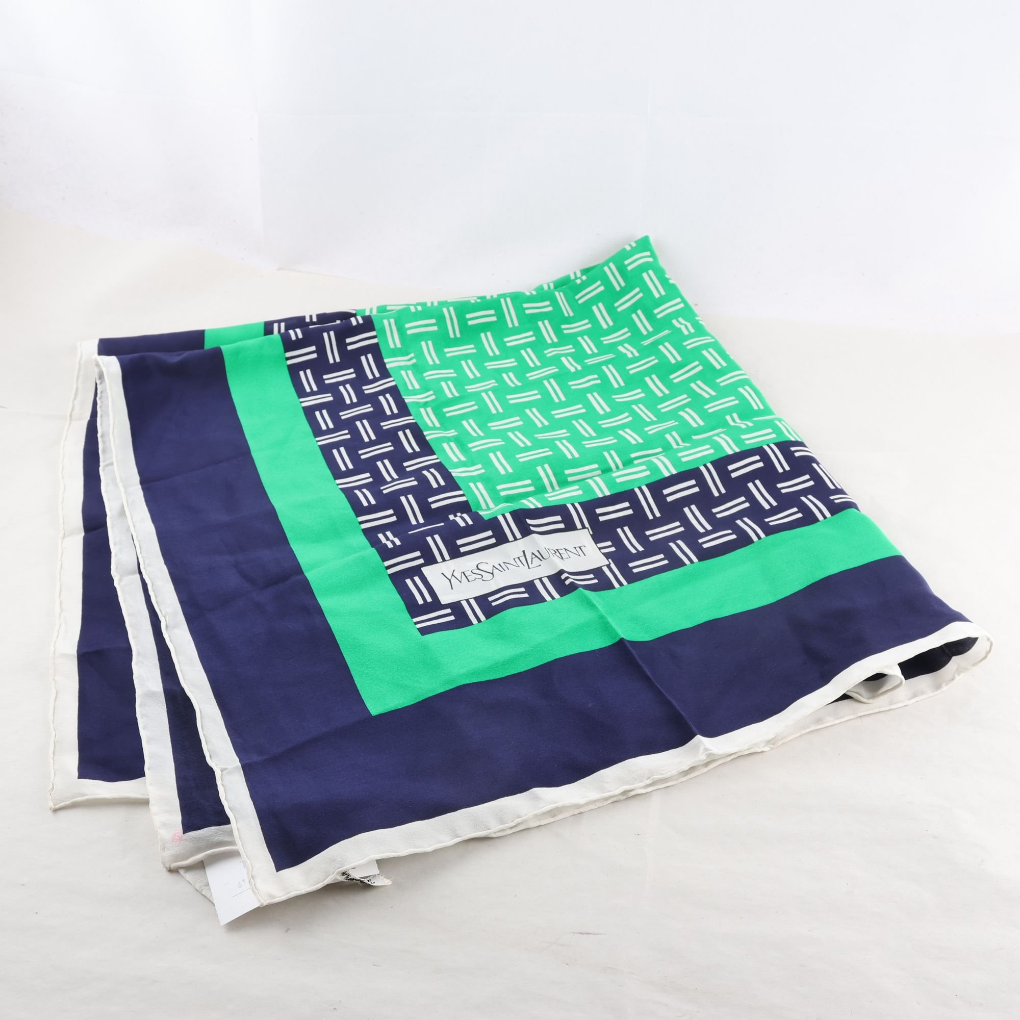 Sjal, Yves Saint Laurent, grön, blå, 100% silke.