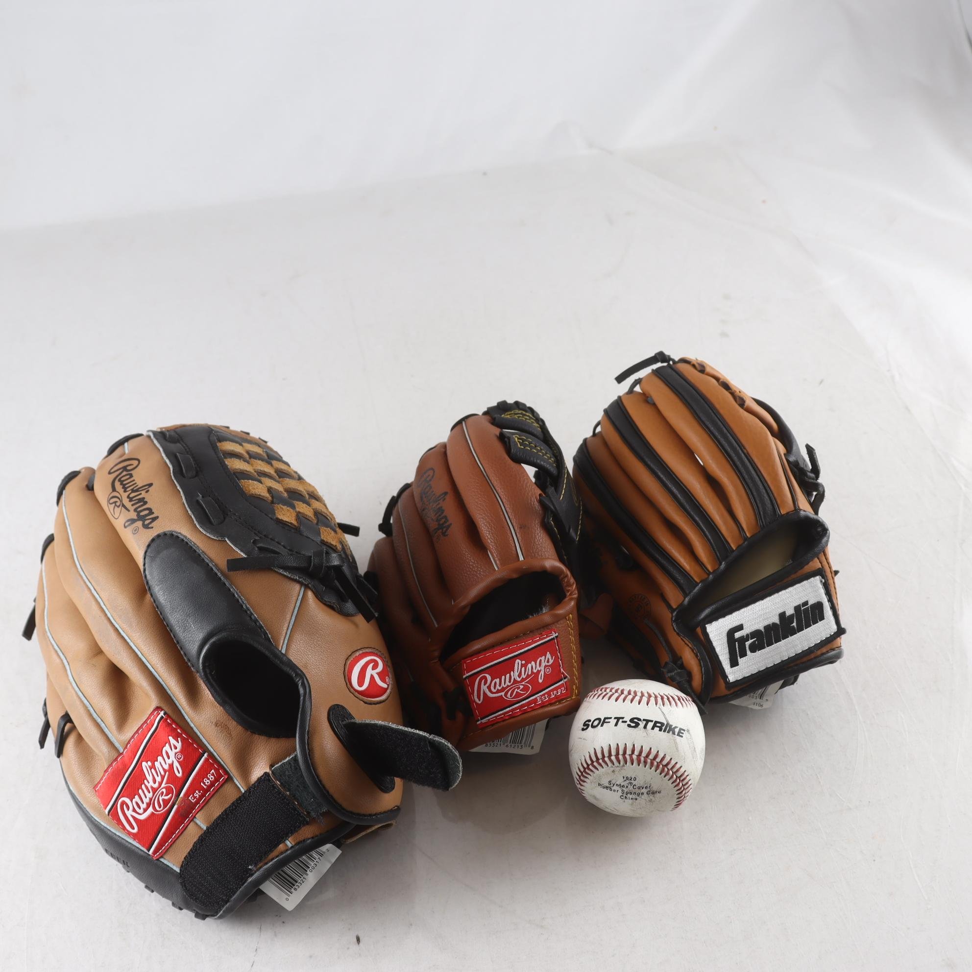 Baseballhandskar, Rawlings & Franklin med boll