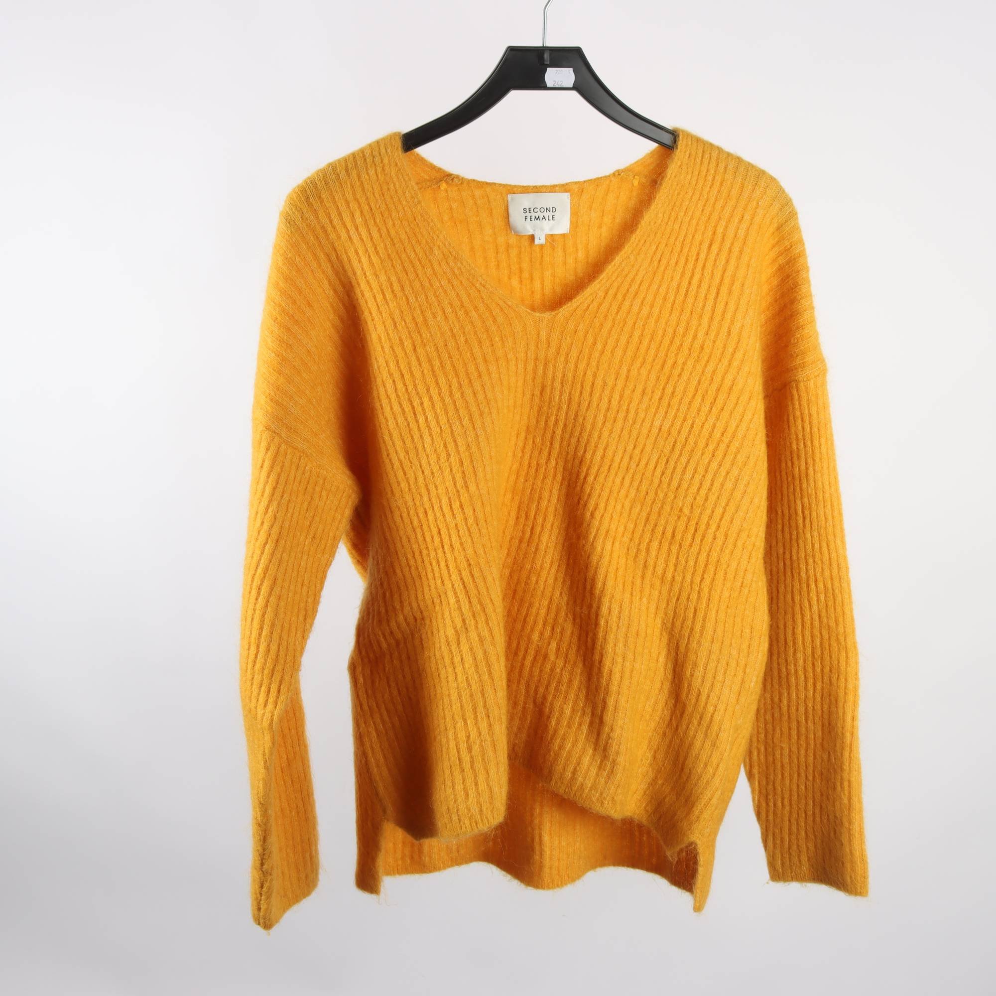 Tröja, Second Female, brandgul, ull, mohair, stl. 40.