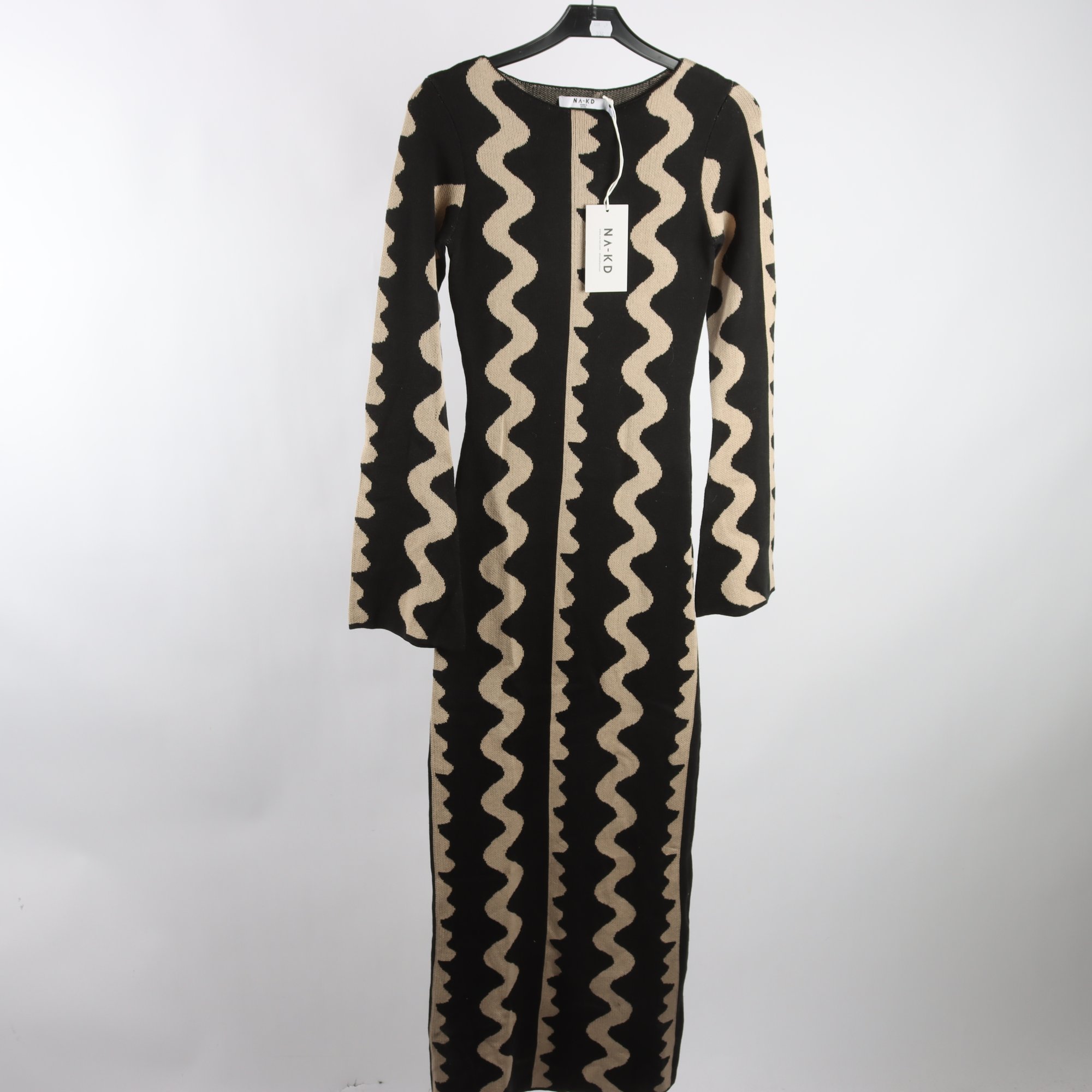 Klänning, Na-Kd, svart, beige, stickad, stl. XS.
