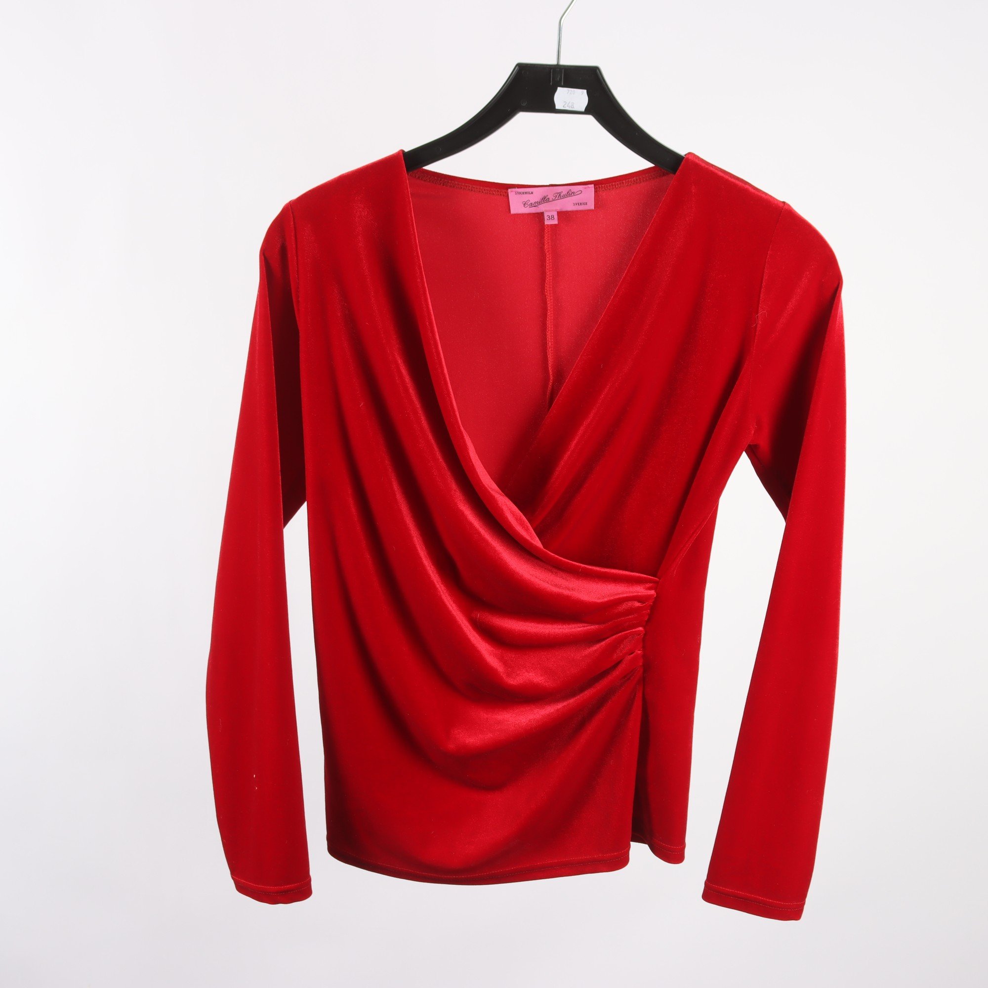 Tröja, Camilla Thulin, röd, plych, stl. 38.