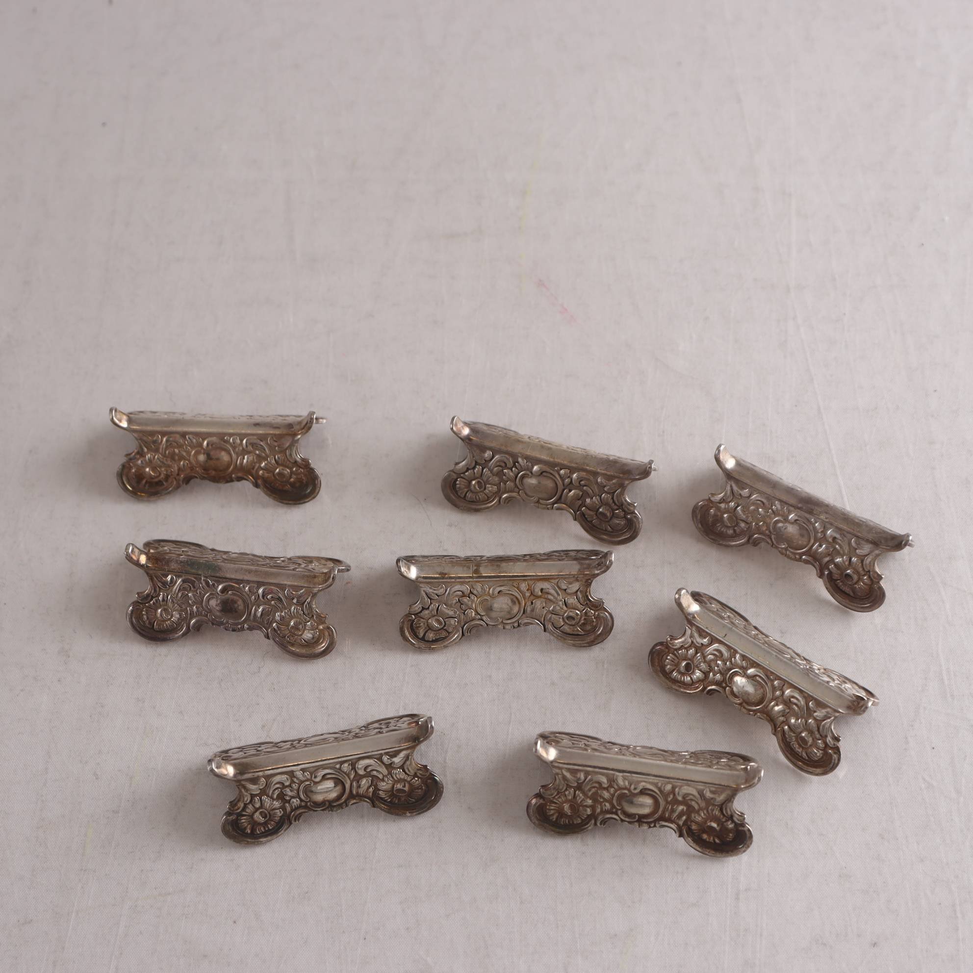 Knivlägg, blommönster, nysilver, 8 st