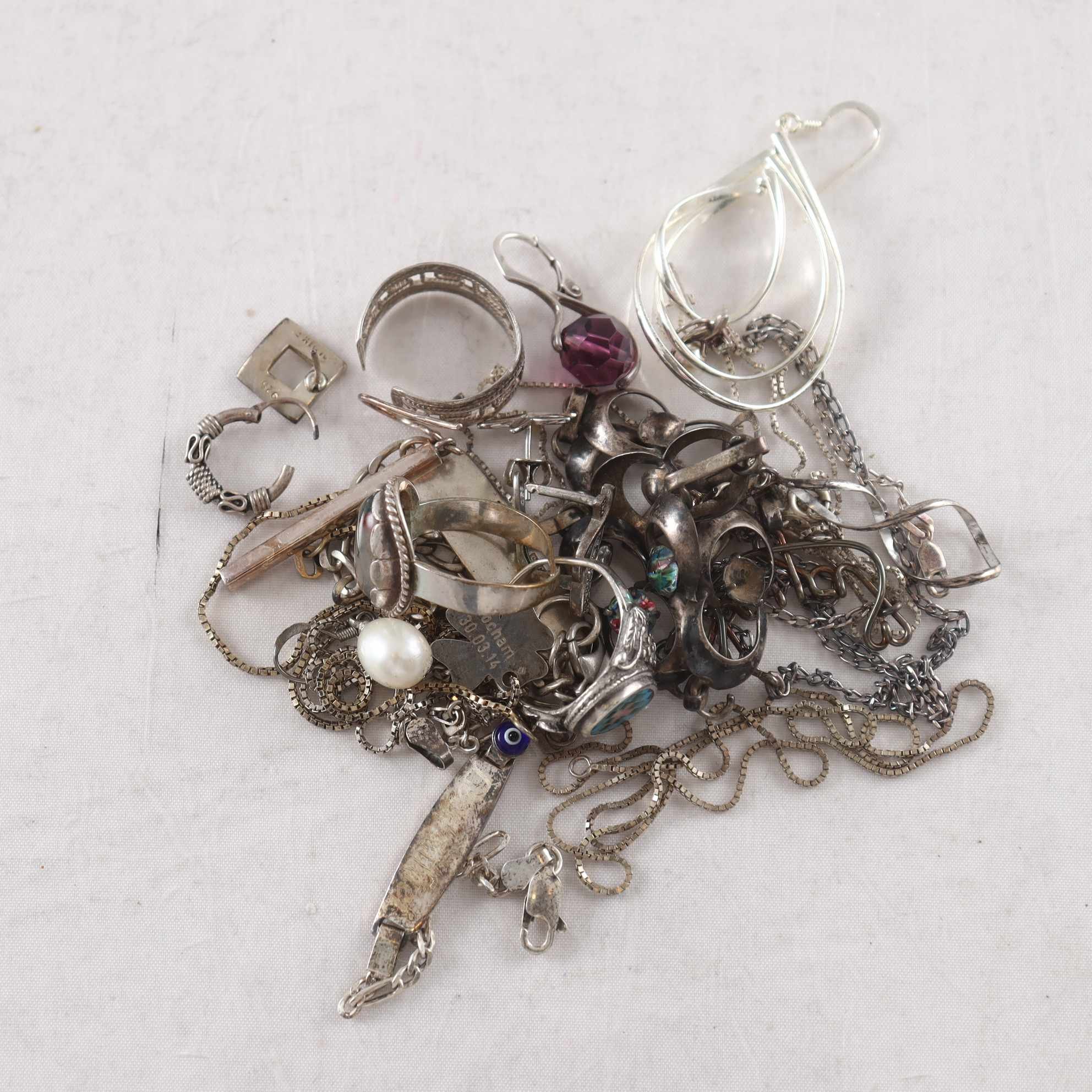 Silverskrot, silver 925 inkl. pärlor och sten