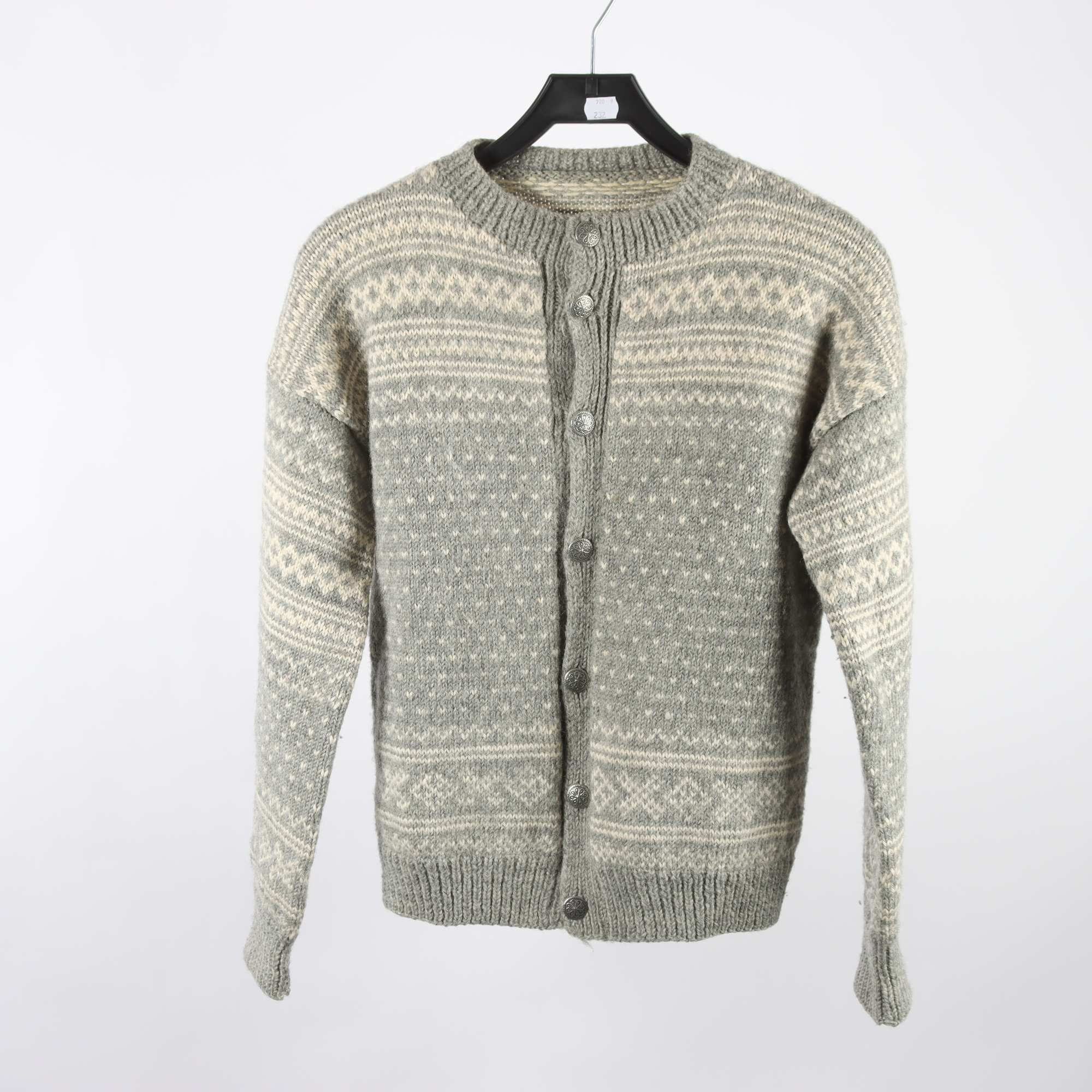 Kofta, Okänd, grå, beige, ull, stl. ca. S.