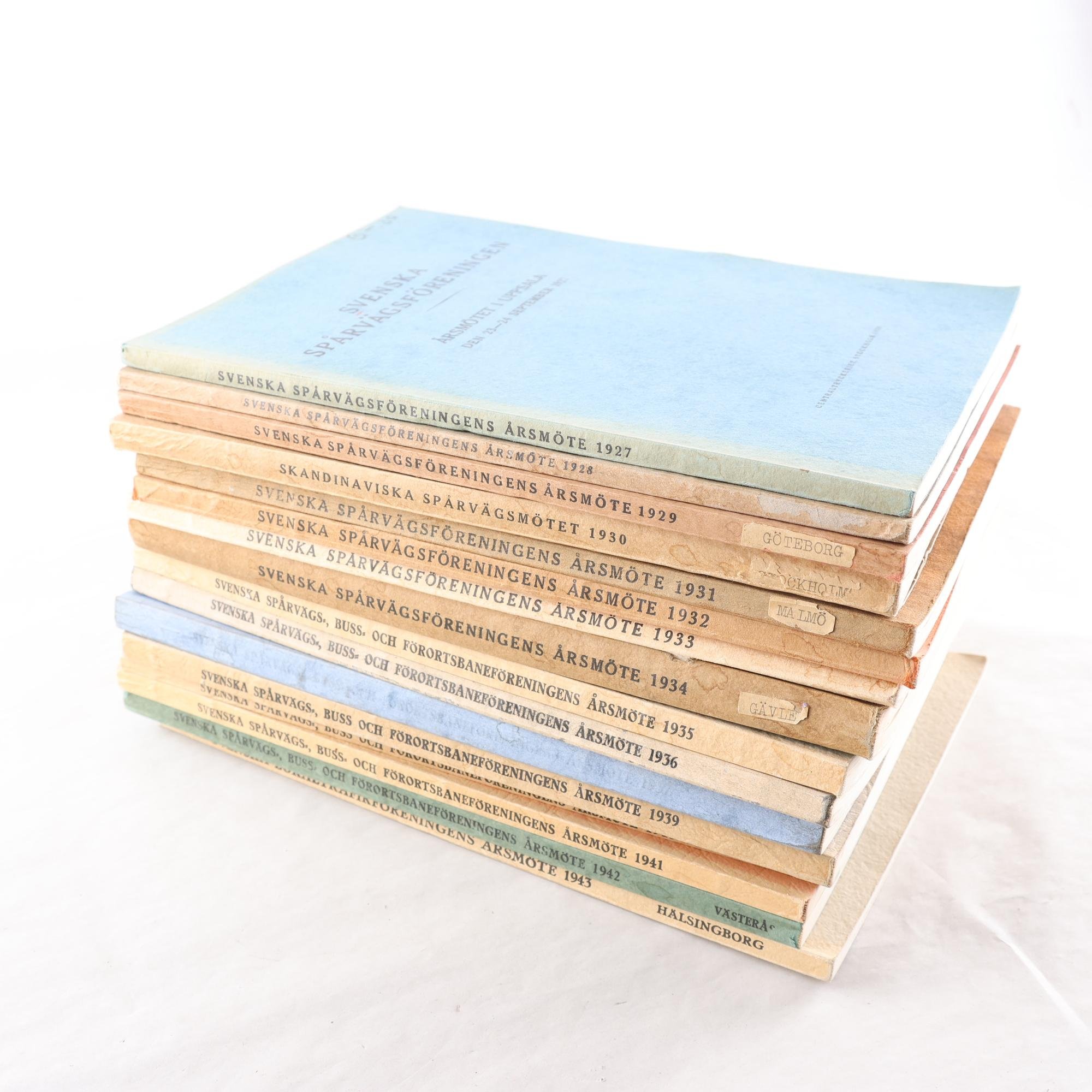 Svenska Spårvägsföreningen, 16 årsmöteshäften, 1927-1943