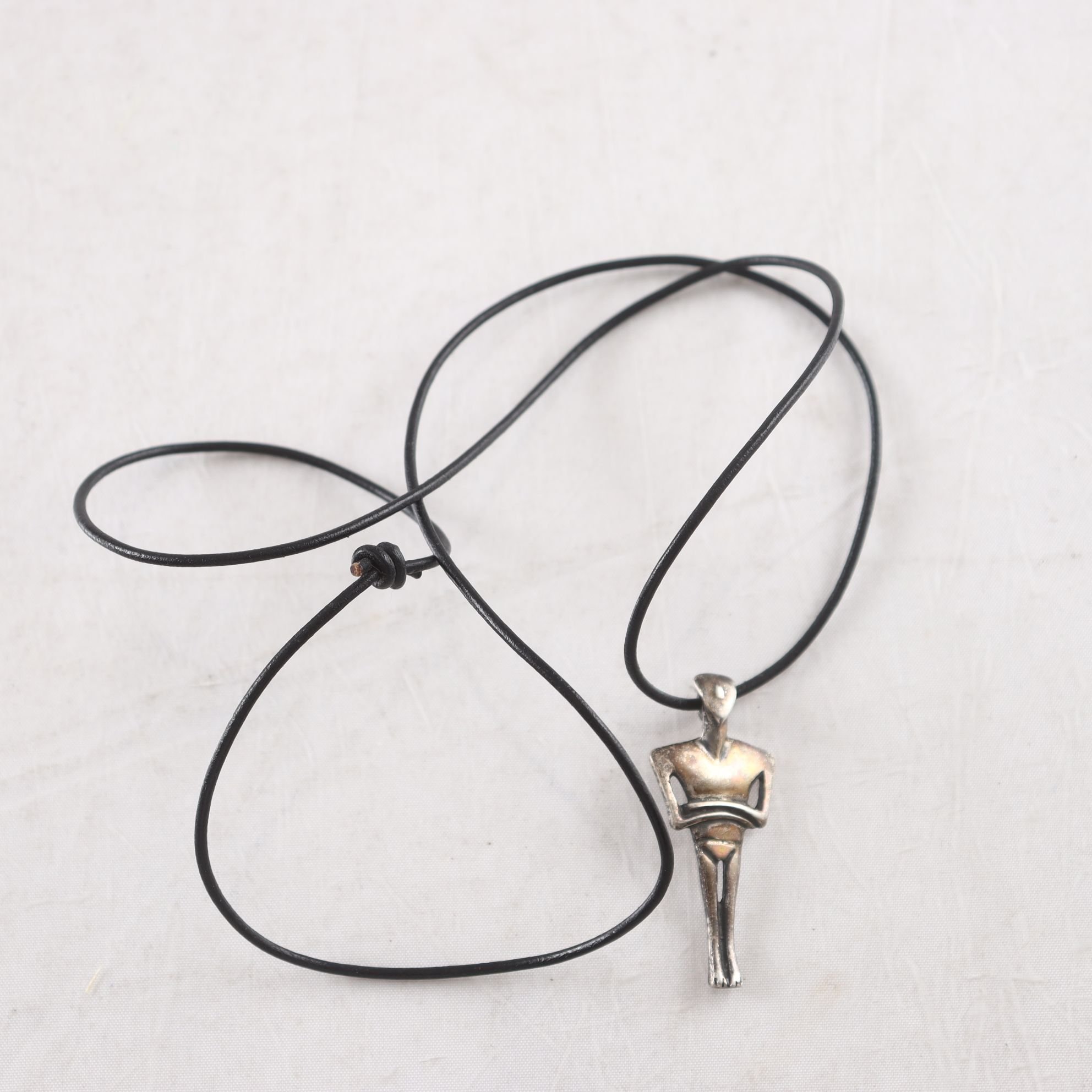 Halsband, silver 925, läderband