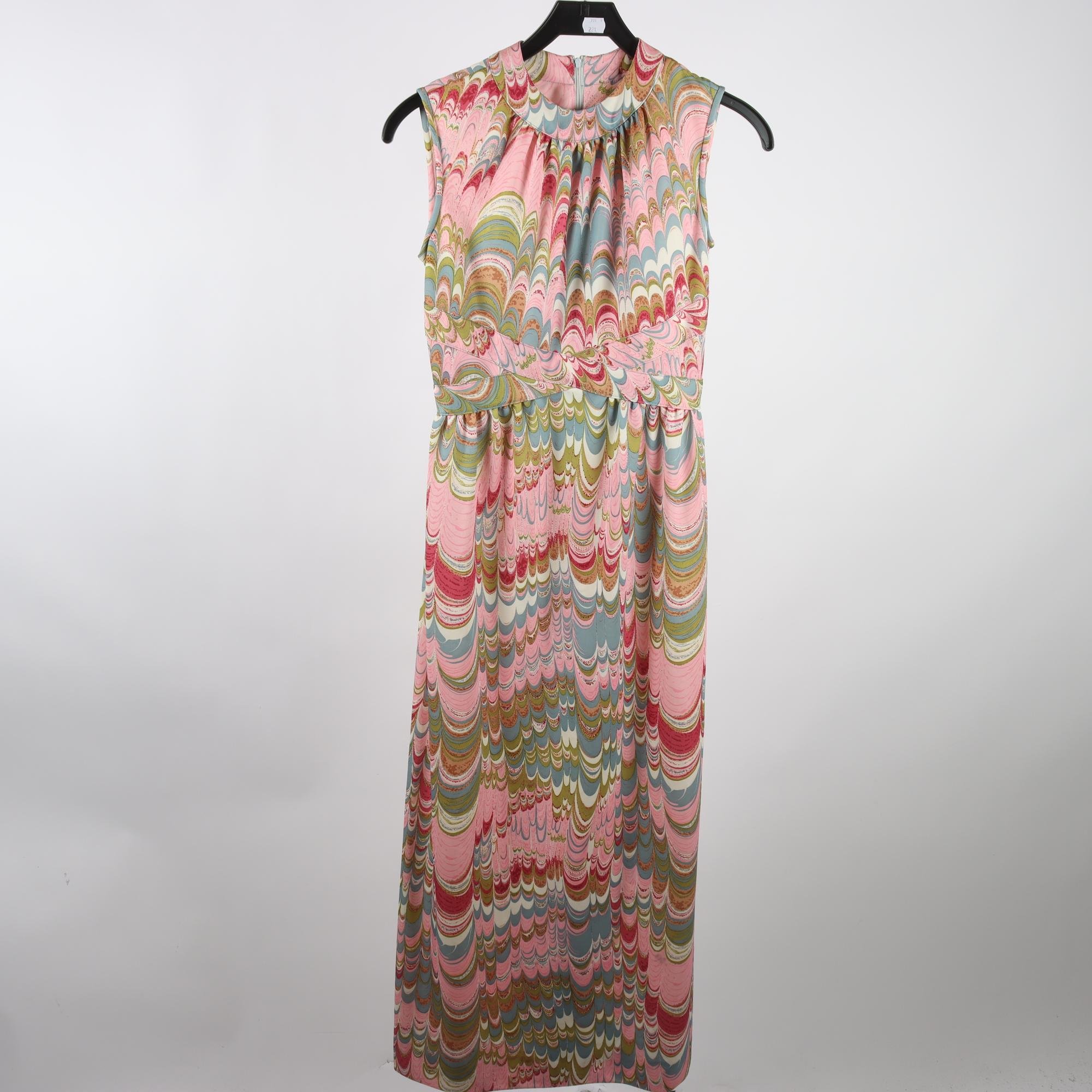 Klänning, Okänd, rosa, grå, retro, stl. ca. S.