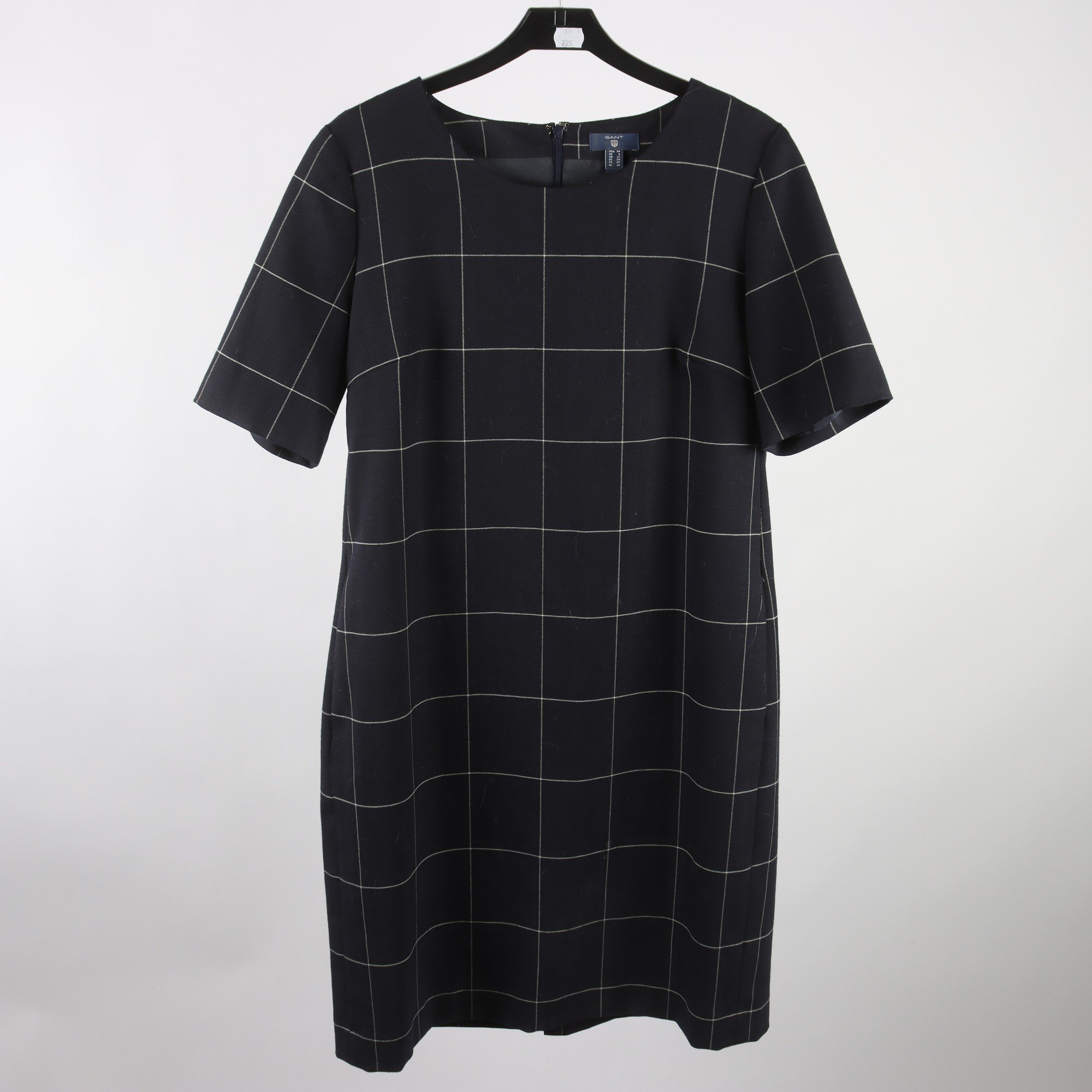 Klänning, Gant, rutig, svart, 60% ull, stl. 38.
