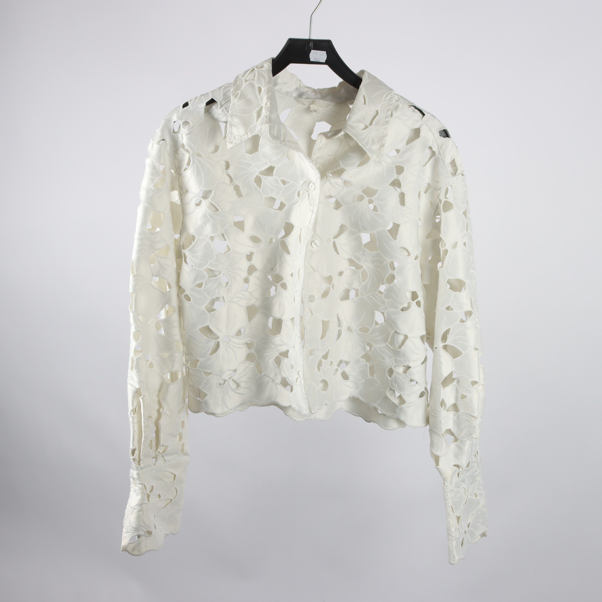 Blus, H&M, vit, hålbroderi, stl. L.