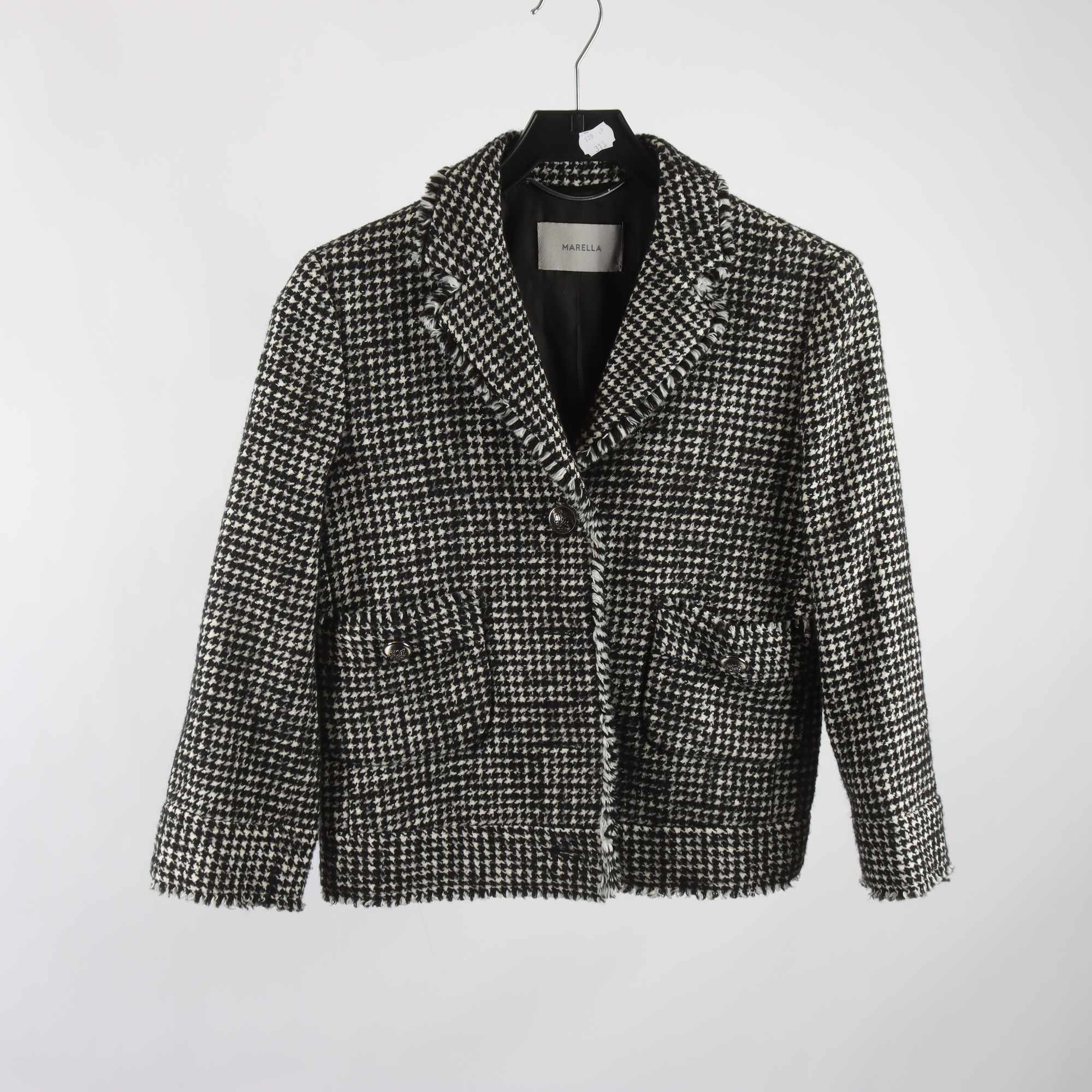 Jacka, Marella, svart, vit, rutig, stl. 36.