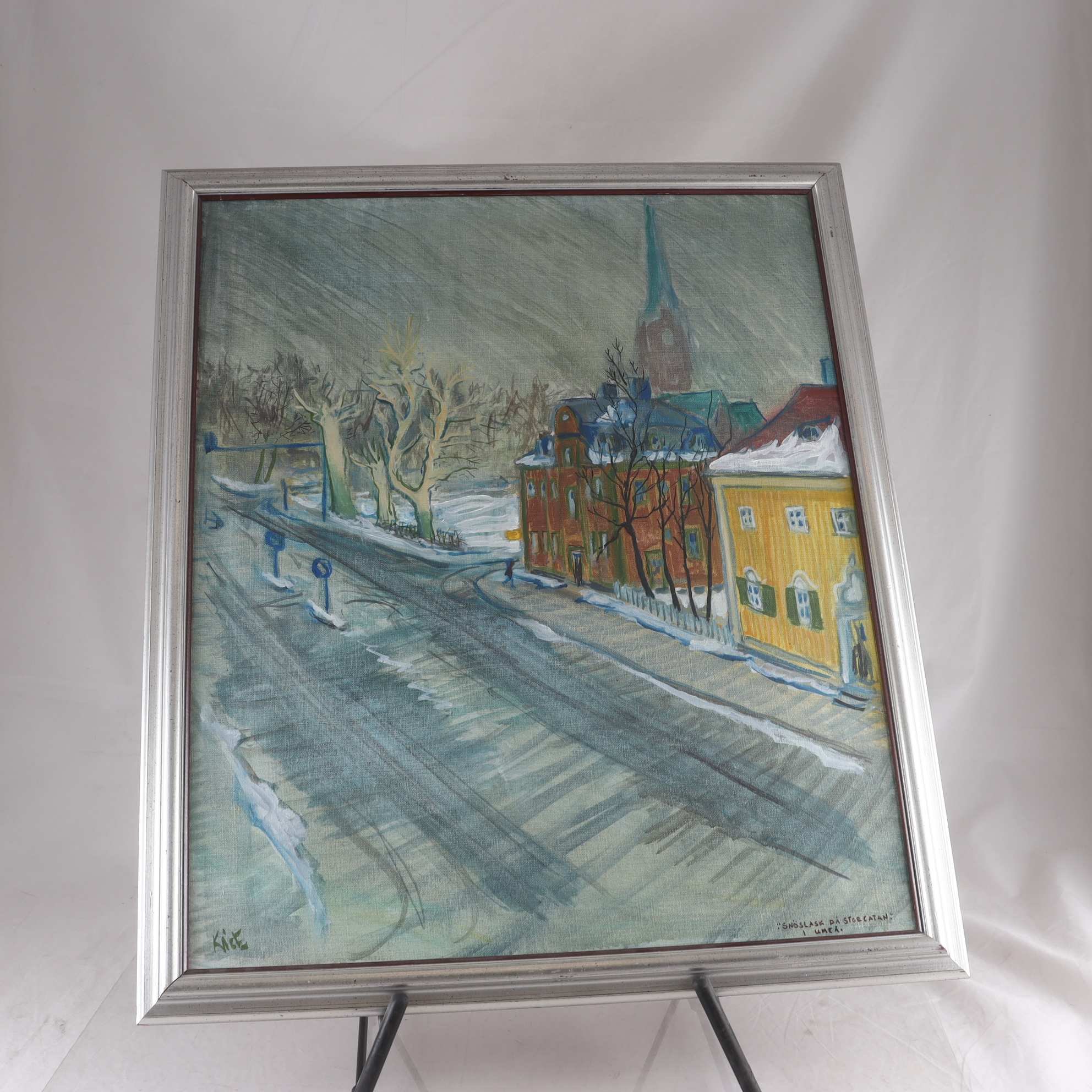 Olja på duk, Storgatan i Umeå, Wilhelm Kåge, (1889-1960). Endast avhämtning.