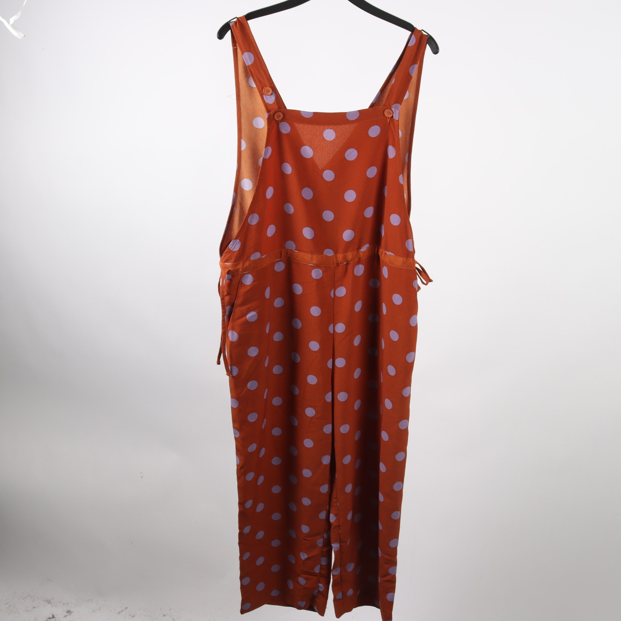 Byxdress, Monki, brun, lila, prickig, stl. S.