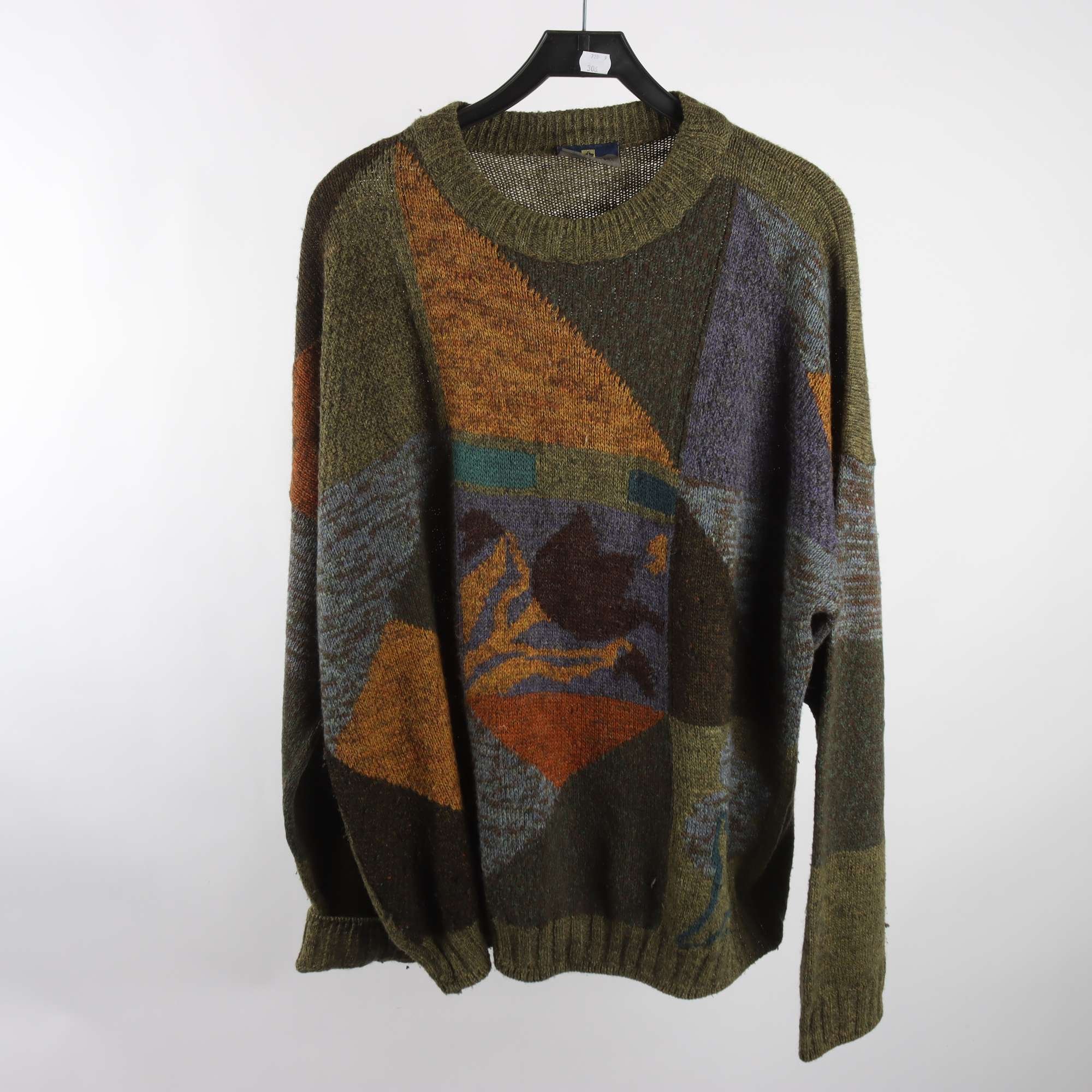 Tröja, Fiume, brun, lila, grön, ull, cashmere, stl. 56.