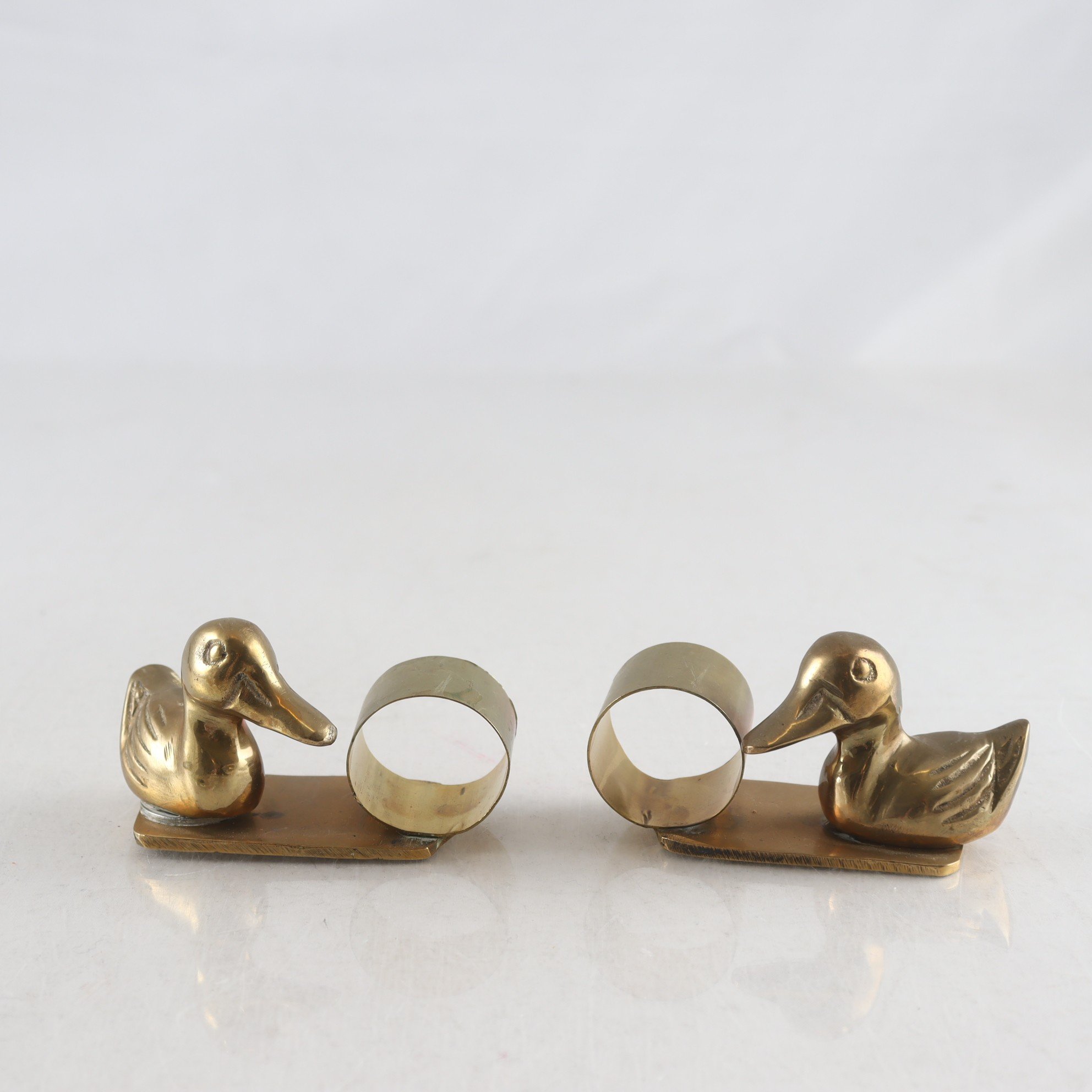 Servetthållare, Ankor, mässing, 1900-tal, 2 st