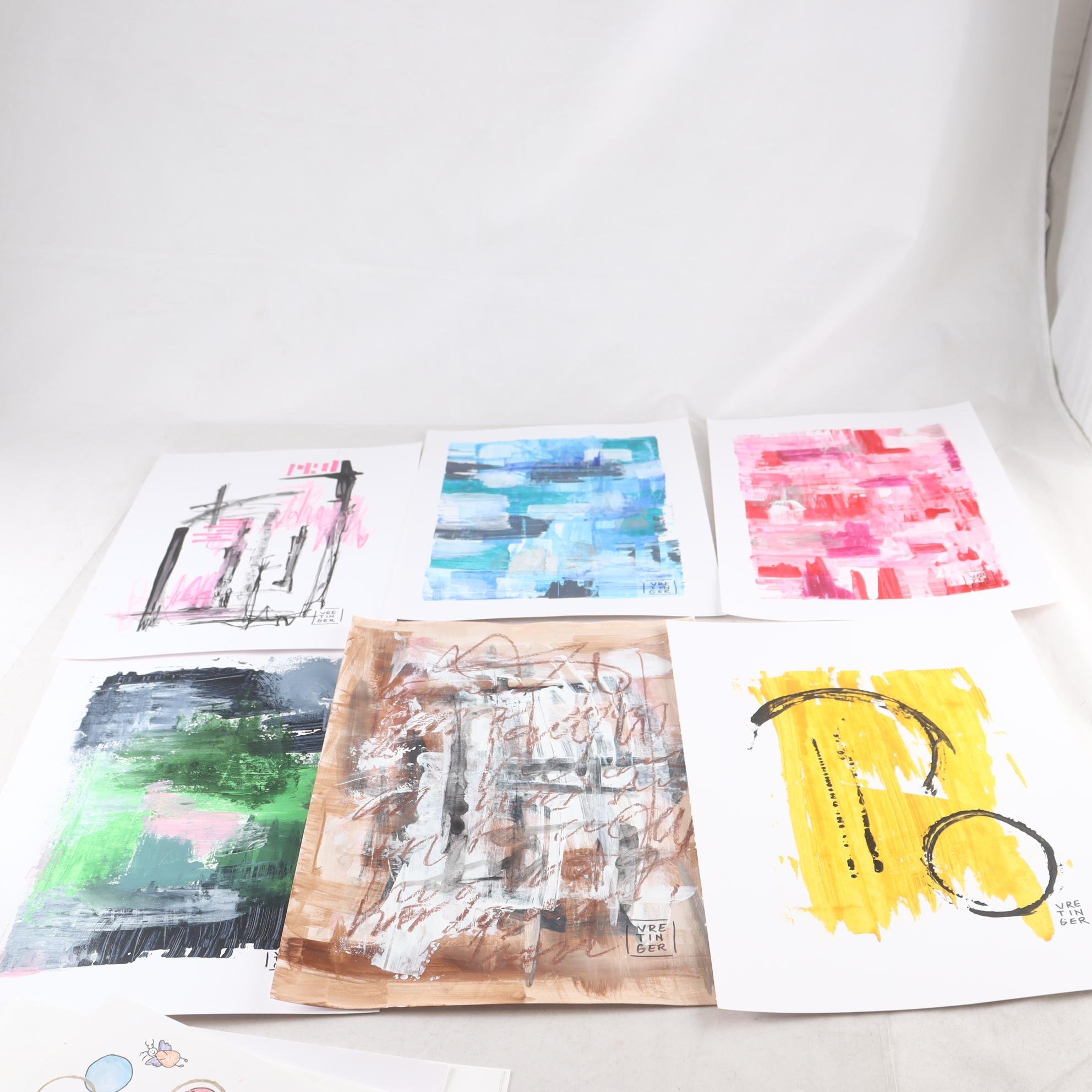 Oramade målningar, tusch, akryl, Annika Vretinger. Samfraktas ej.