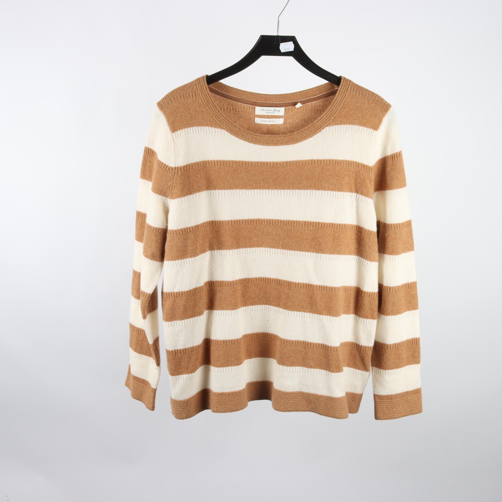 Tröja, Christian Berg, brun, vit, randig, stl. 46