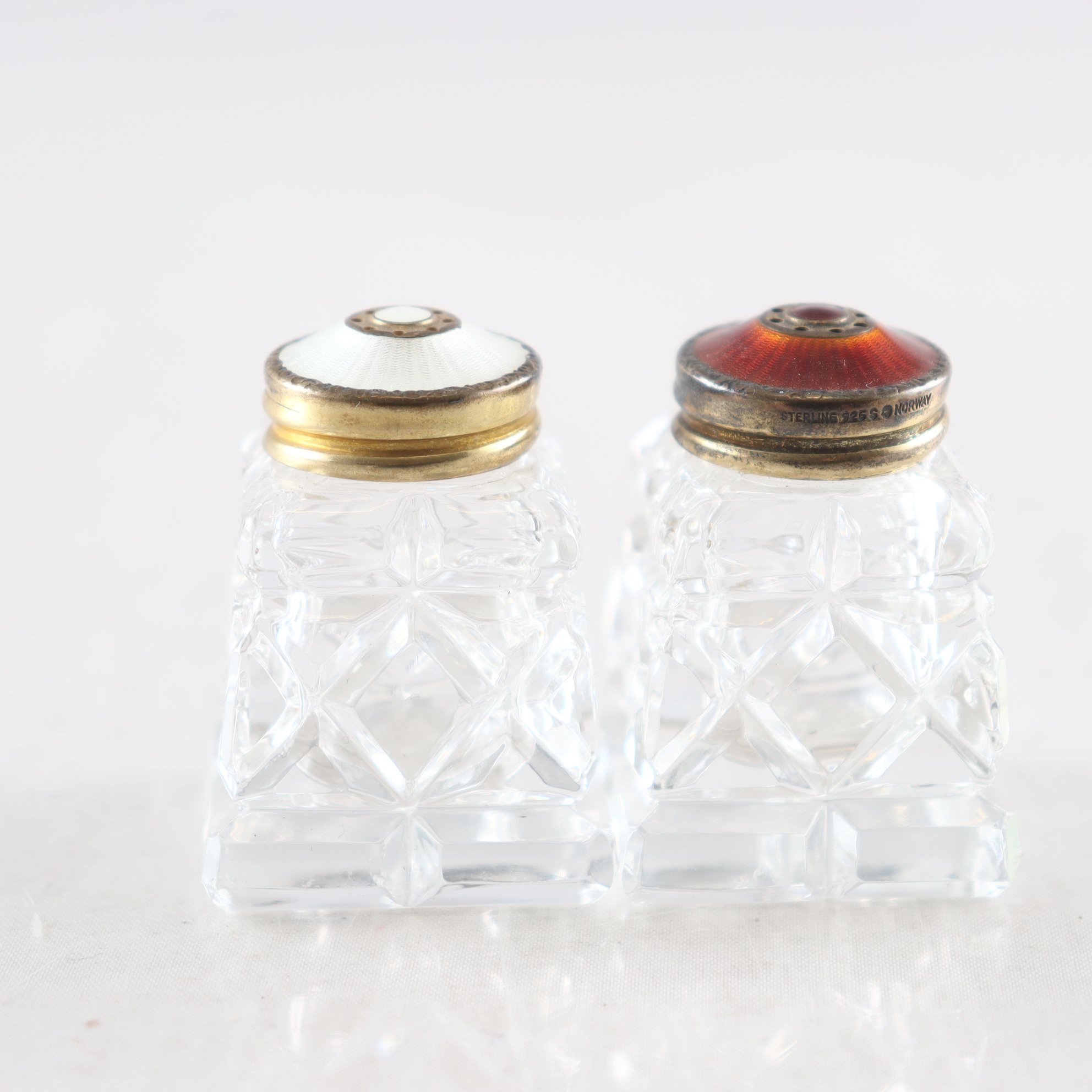 Salt & pepparkar, sterlingsilver 925, kristall, emalj, Norge