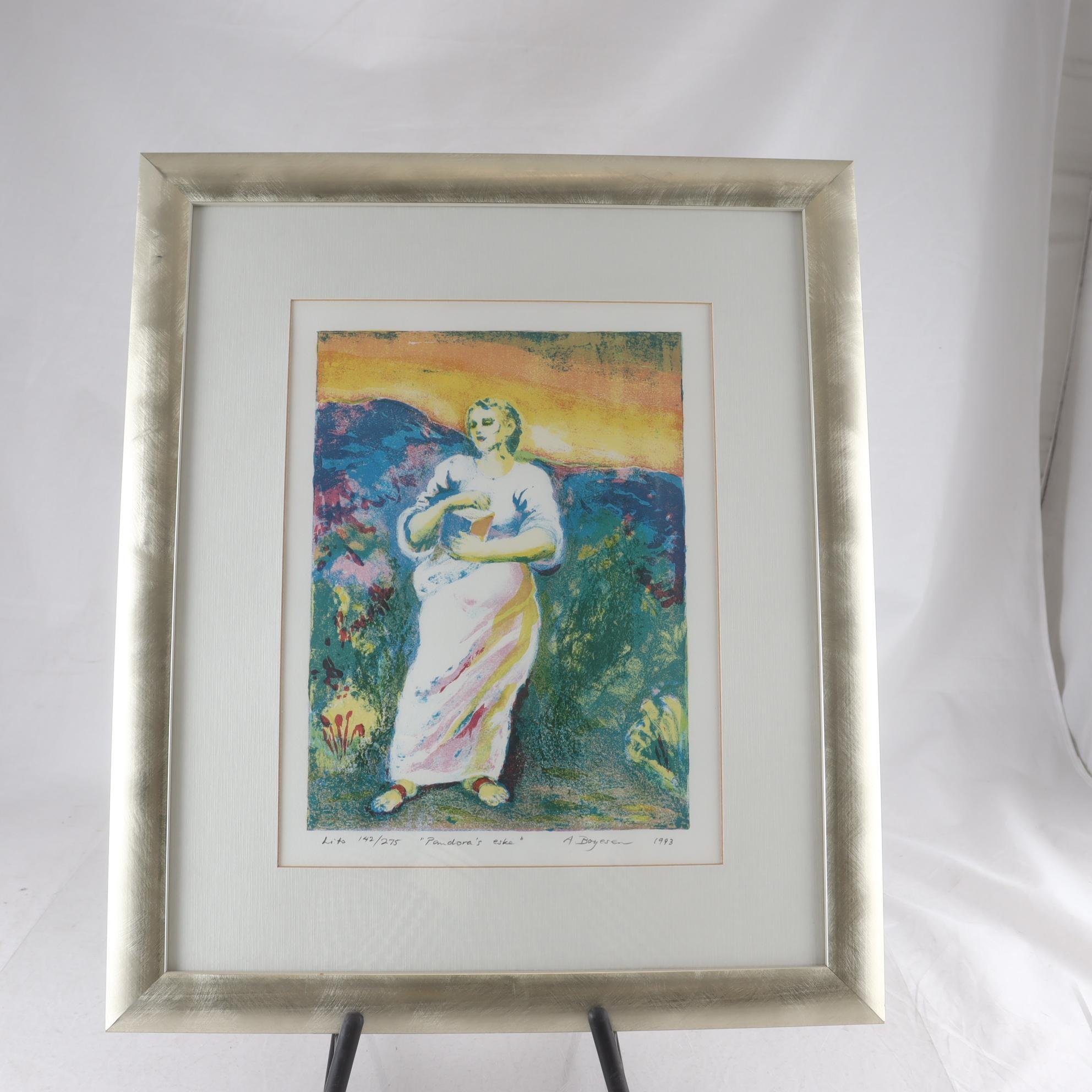 Färglitografi, Pandoras ask, Asbjörn Boyesen,sign.142/275. Endast avhämtning.