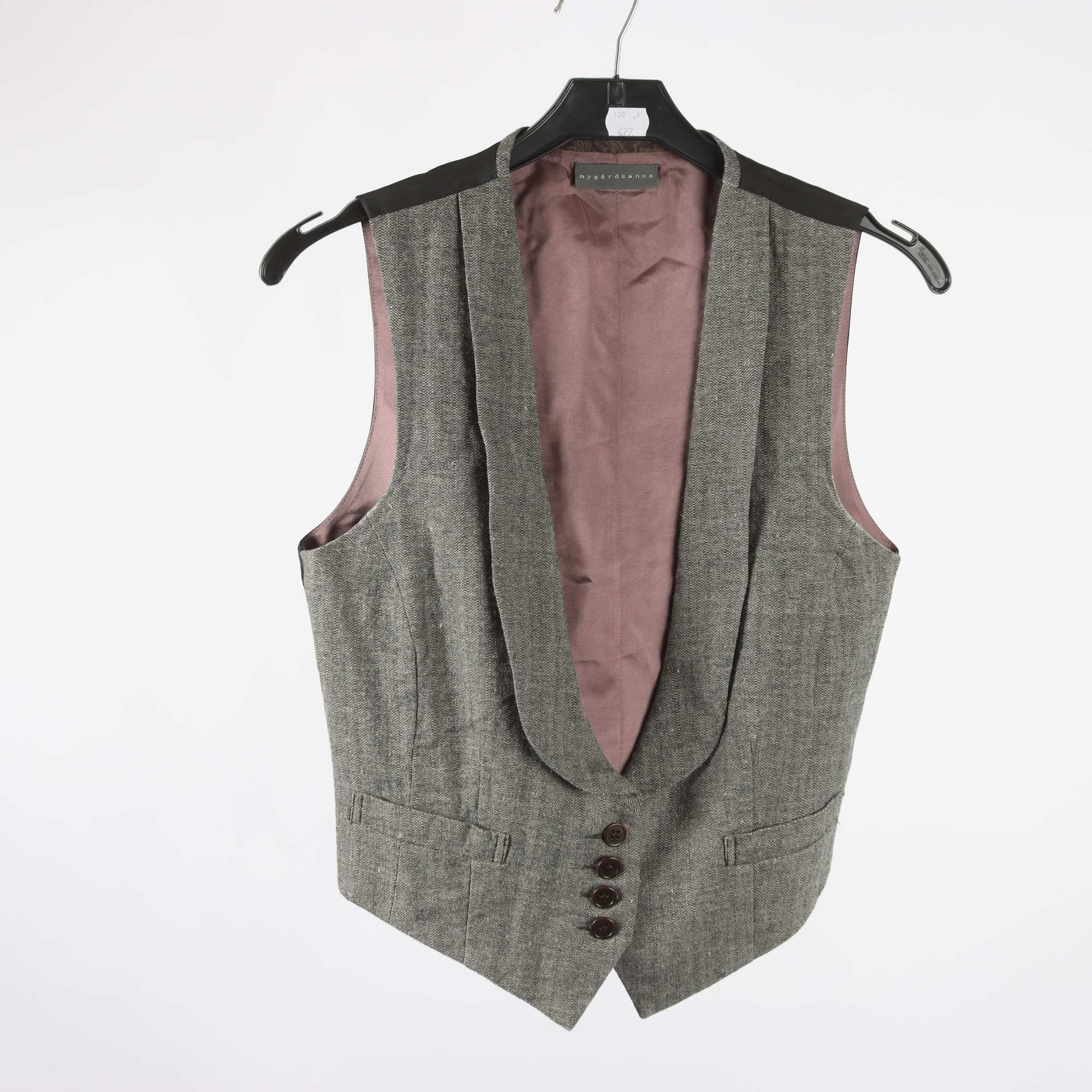 Väst, Nygårdsanna, beige, lin, viskos, ull, stl. 36.