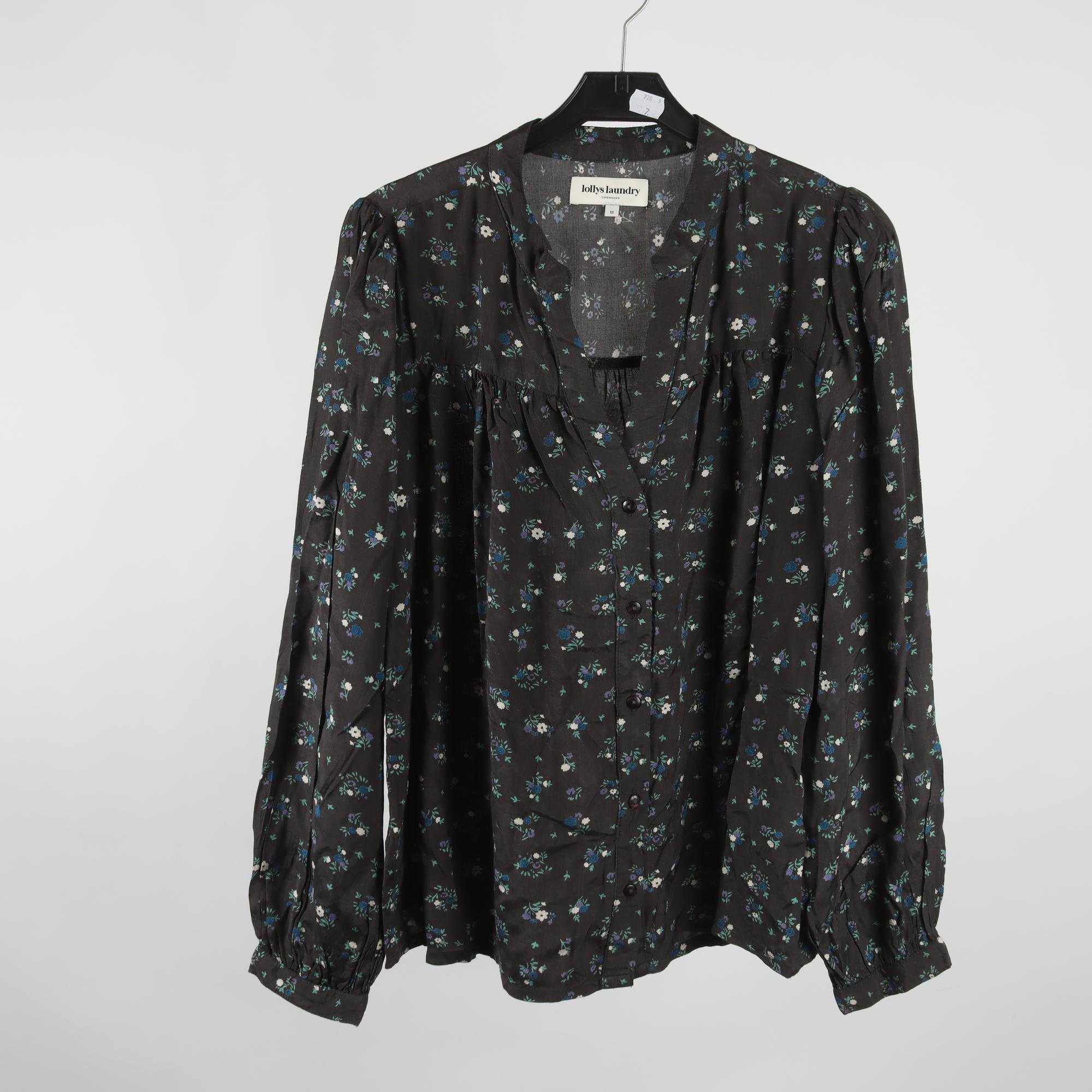 Blus, Lollys Laundry, gråsvart, blommig, stl. M