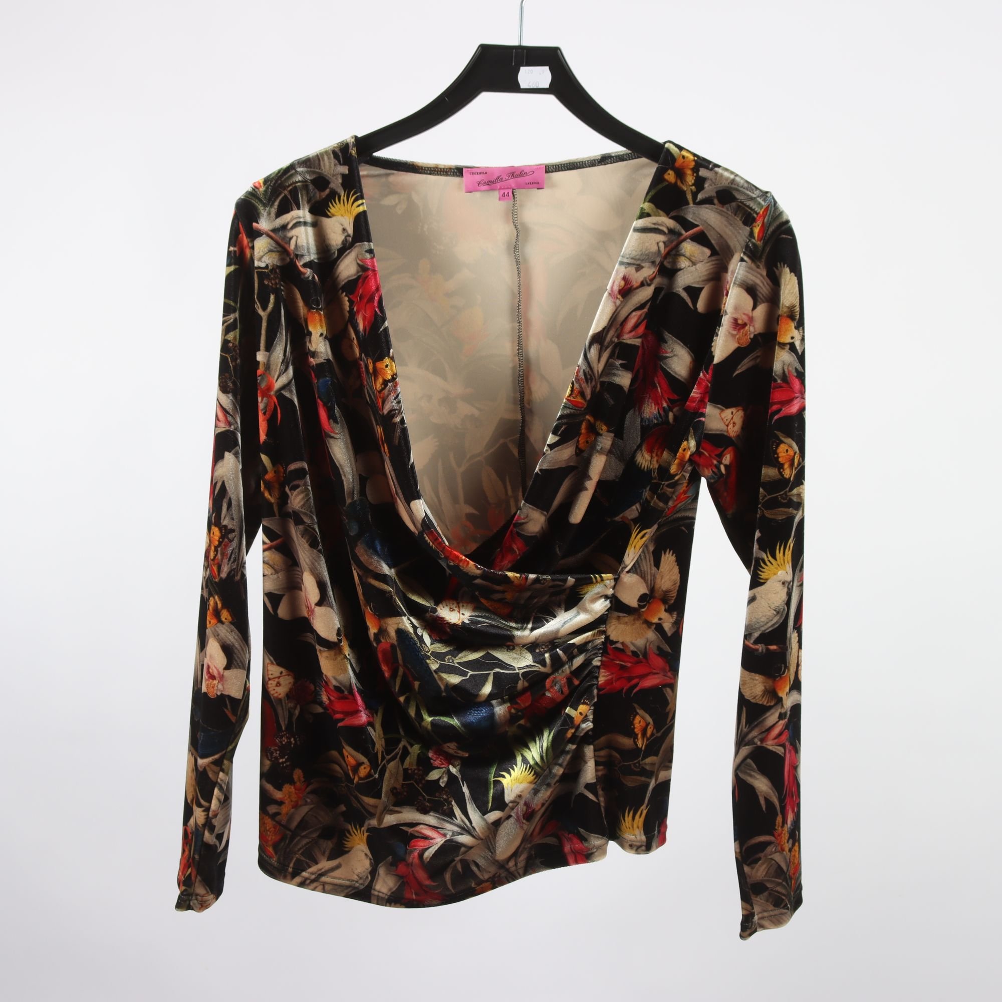 Tröja, Camilla Thulin, mönstrad, svart, plych, stl. 44.