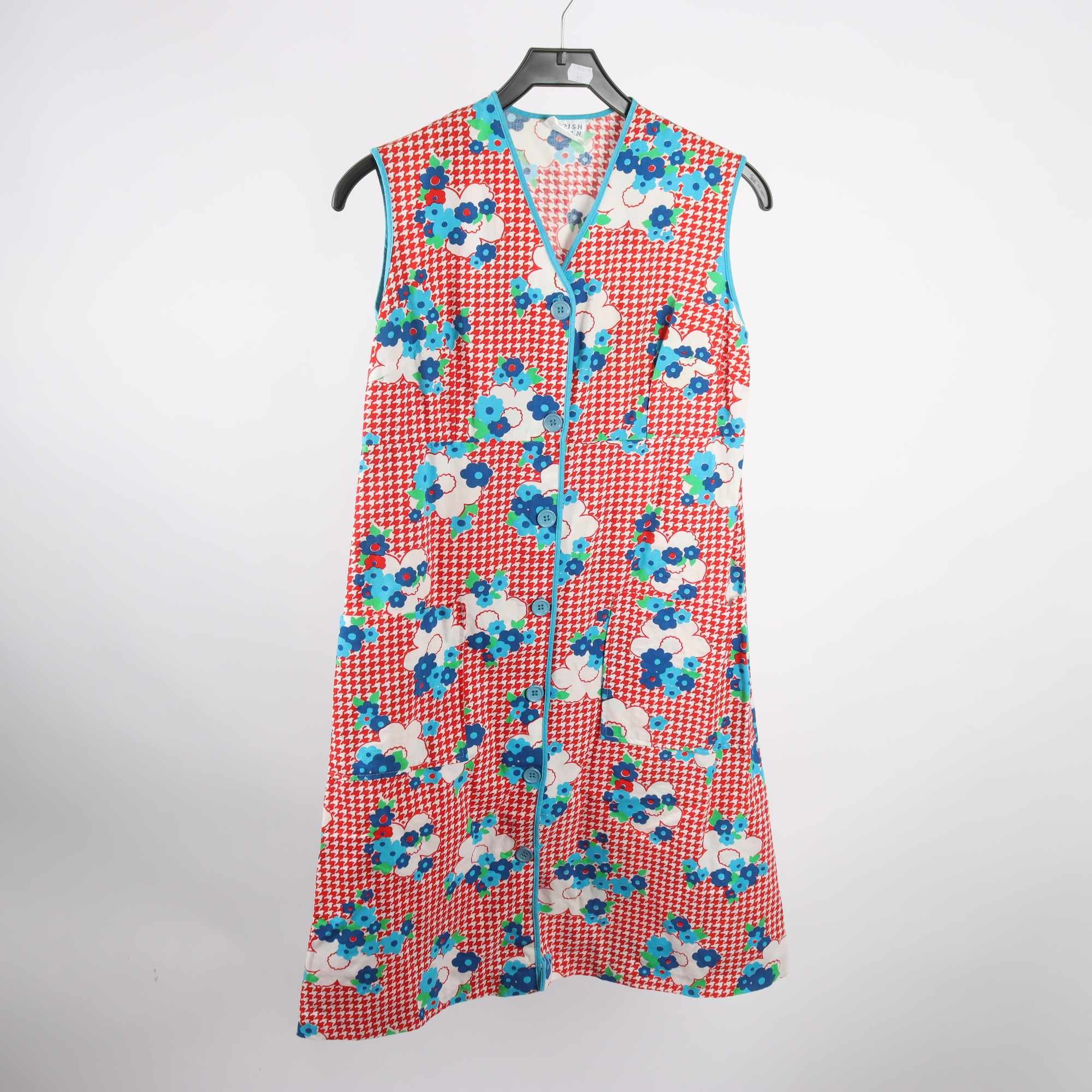 Klänning, vintage, Swedish Design, blå, röd, mönstrad, stl. 40