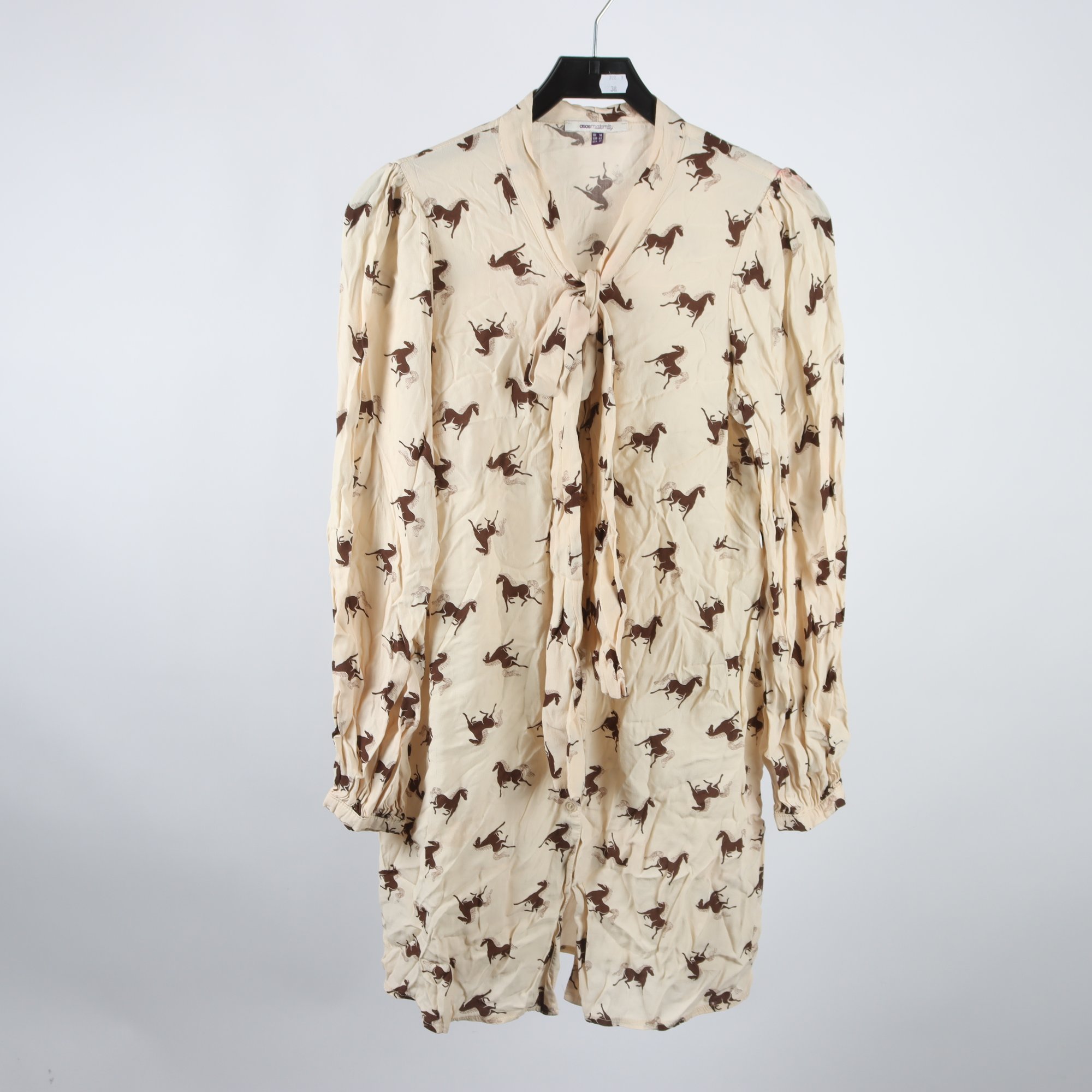 Klänning, Asos, ljusbeige, hästar, stl. 42