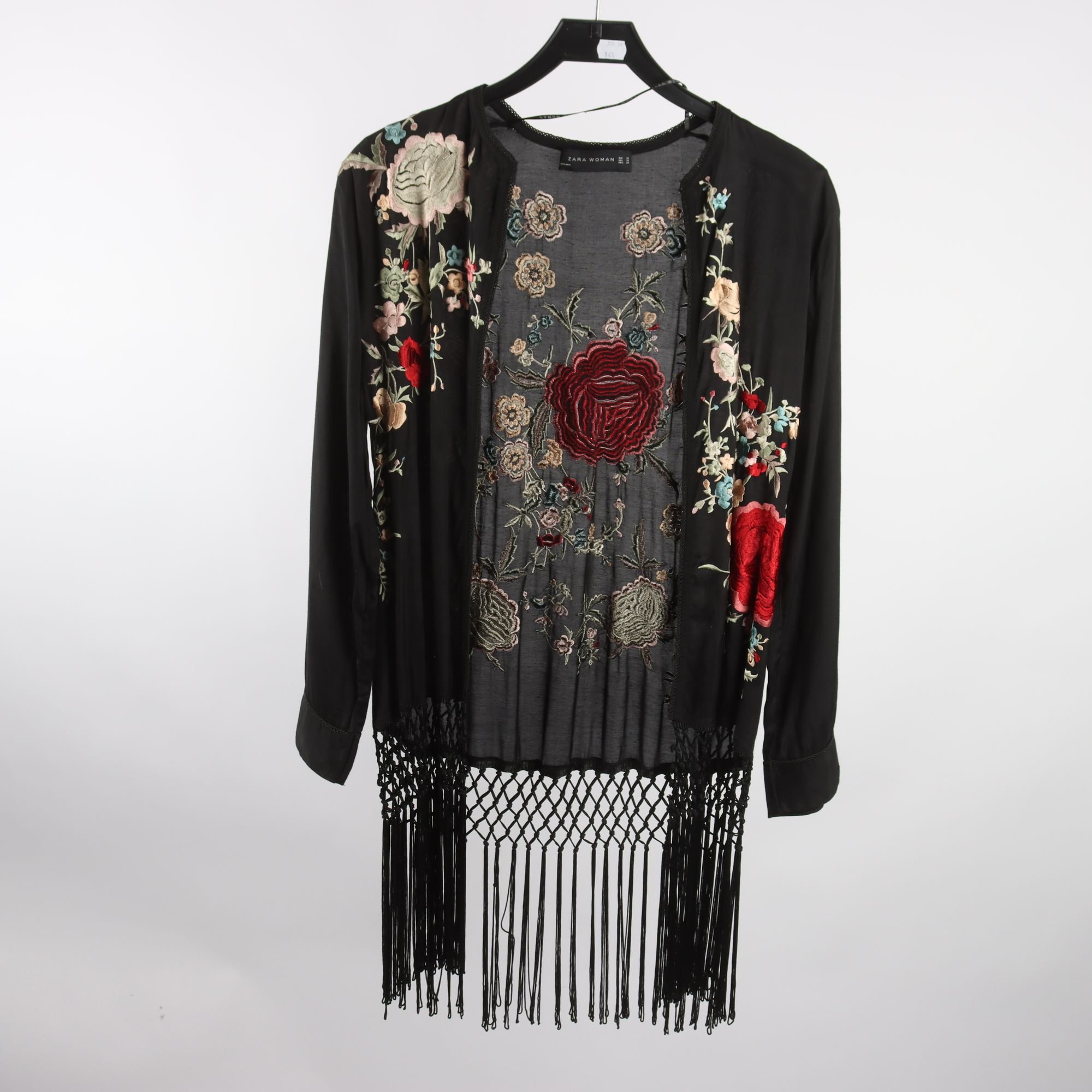 Kimono, kort, Zara, svart, mönstrad, stl. XS