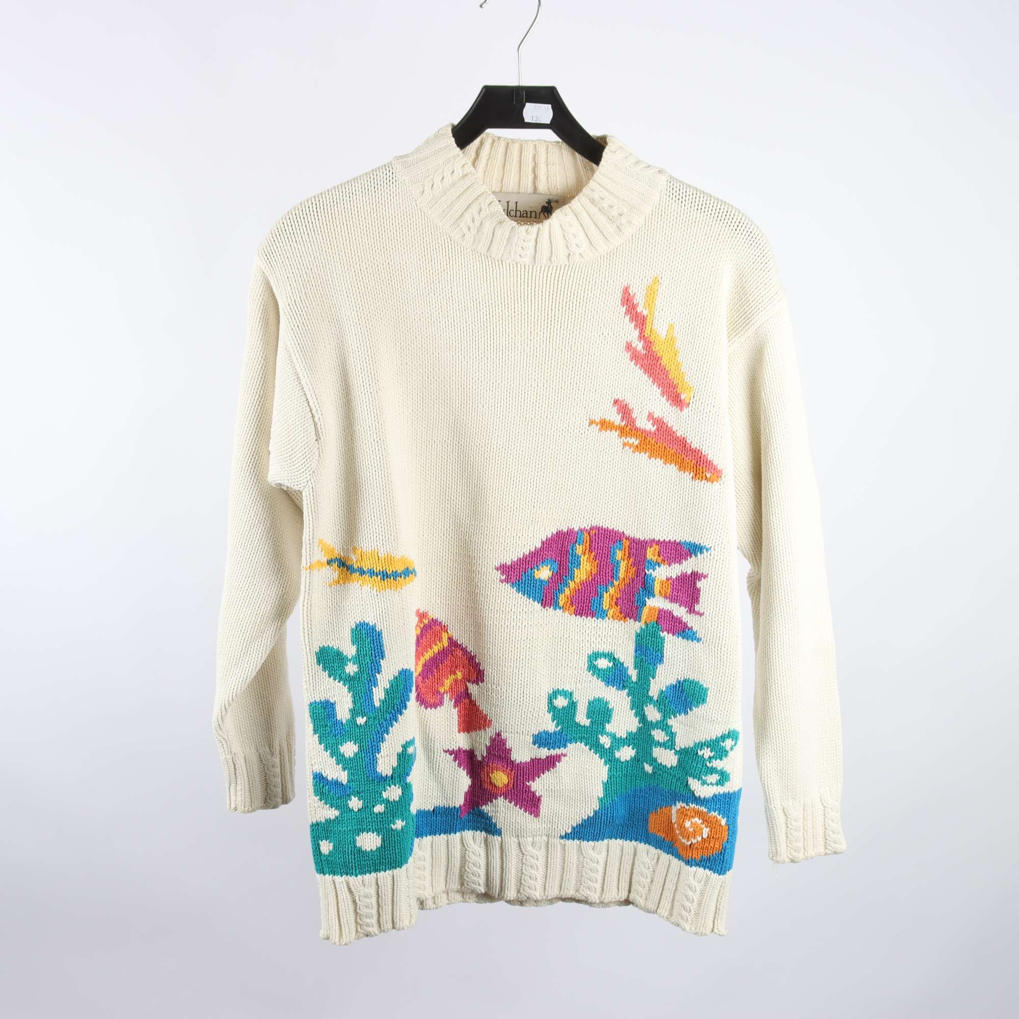 Tröja, Tulchan, vit, mönstrad, stl. M