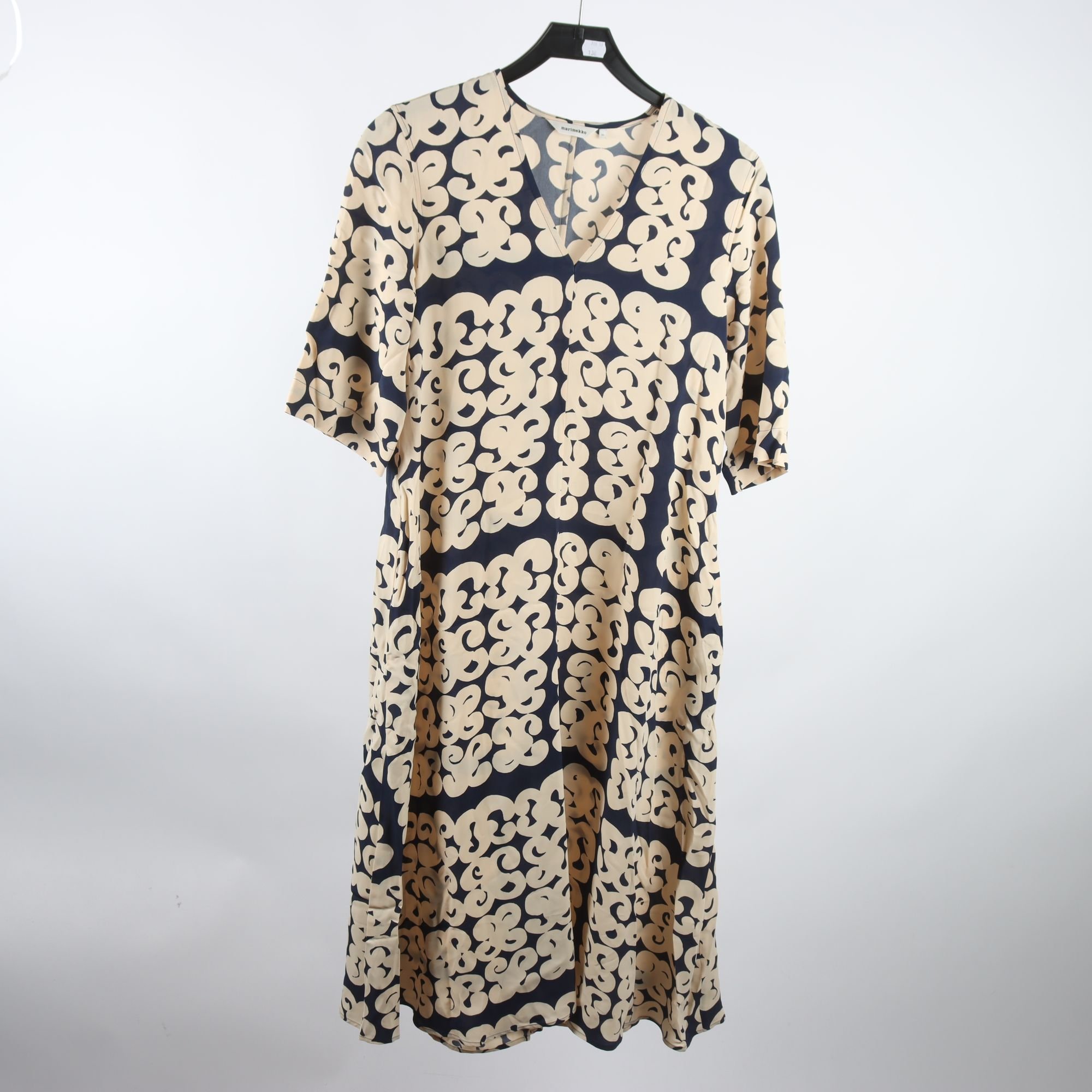Klänning, Marimekko, blå, beige, mönstrad, stl. 34