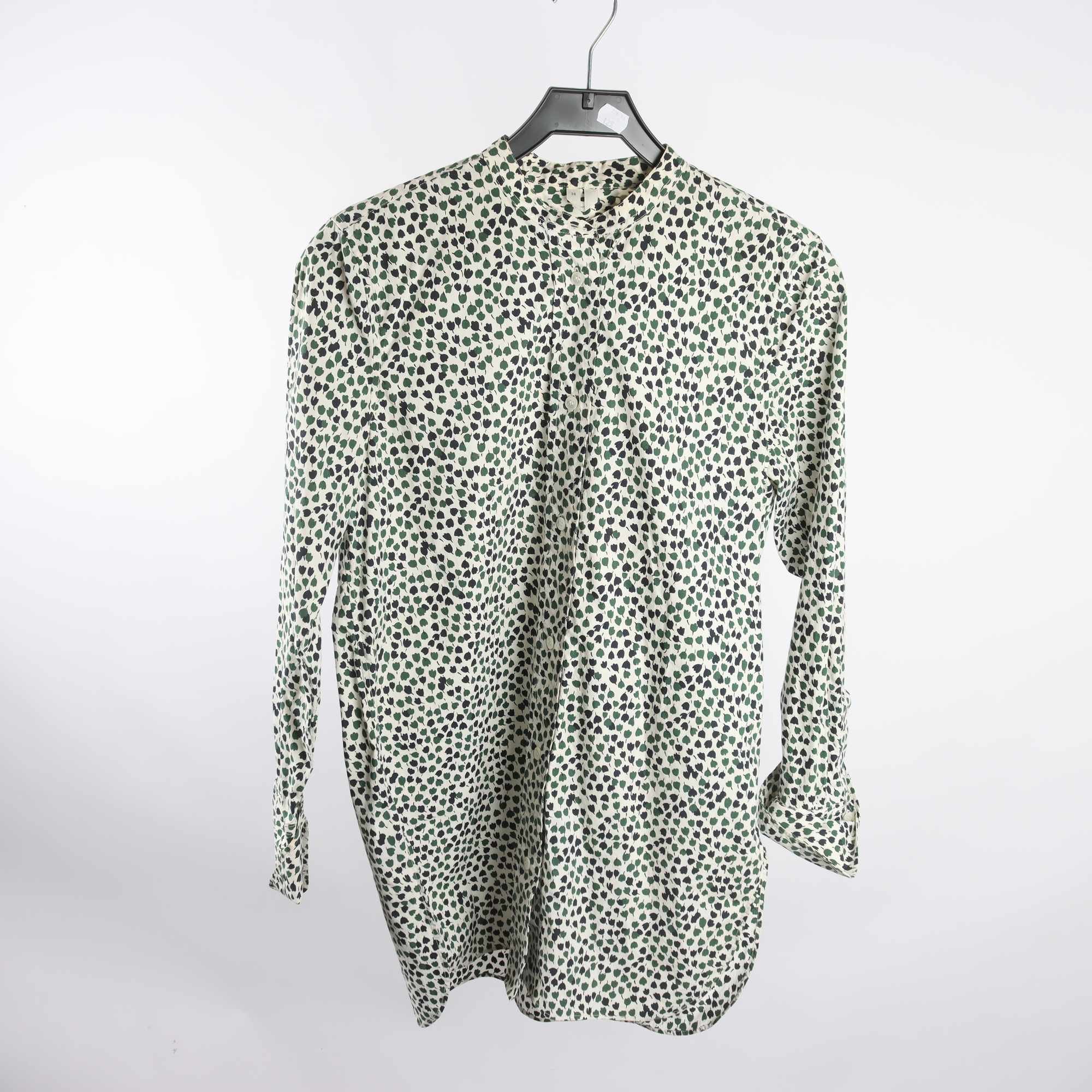 Blus/skjorta, Arket, vit, grön, mönstrad, stl. 36