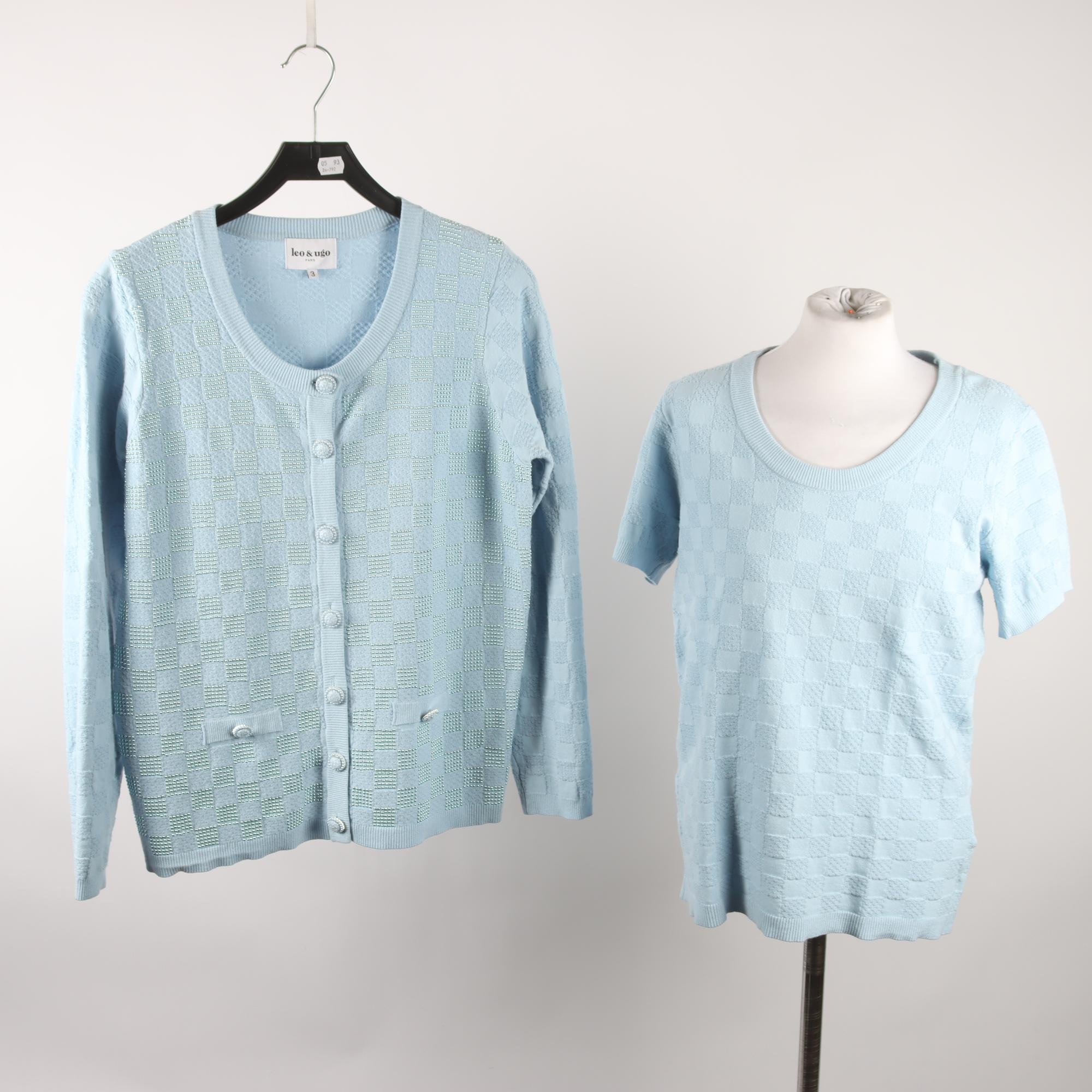 2 delat set. kofta/tröja, Leo & Ugo, blå, stl 3 (48)