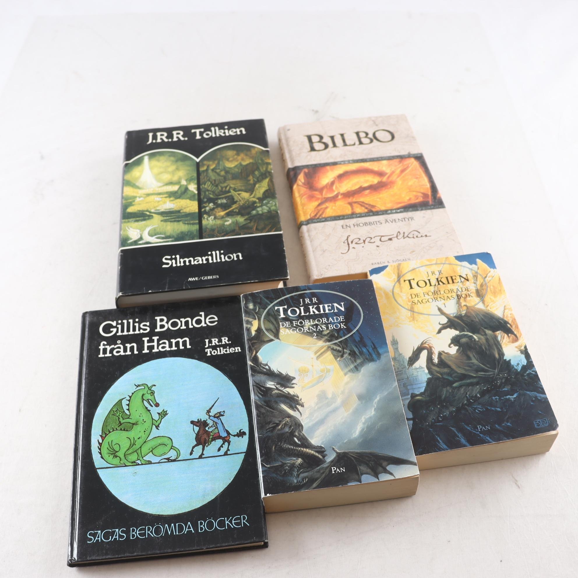J.R.R. Tolkien, bokpaket med 5 volymer, olika upplagor