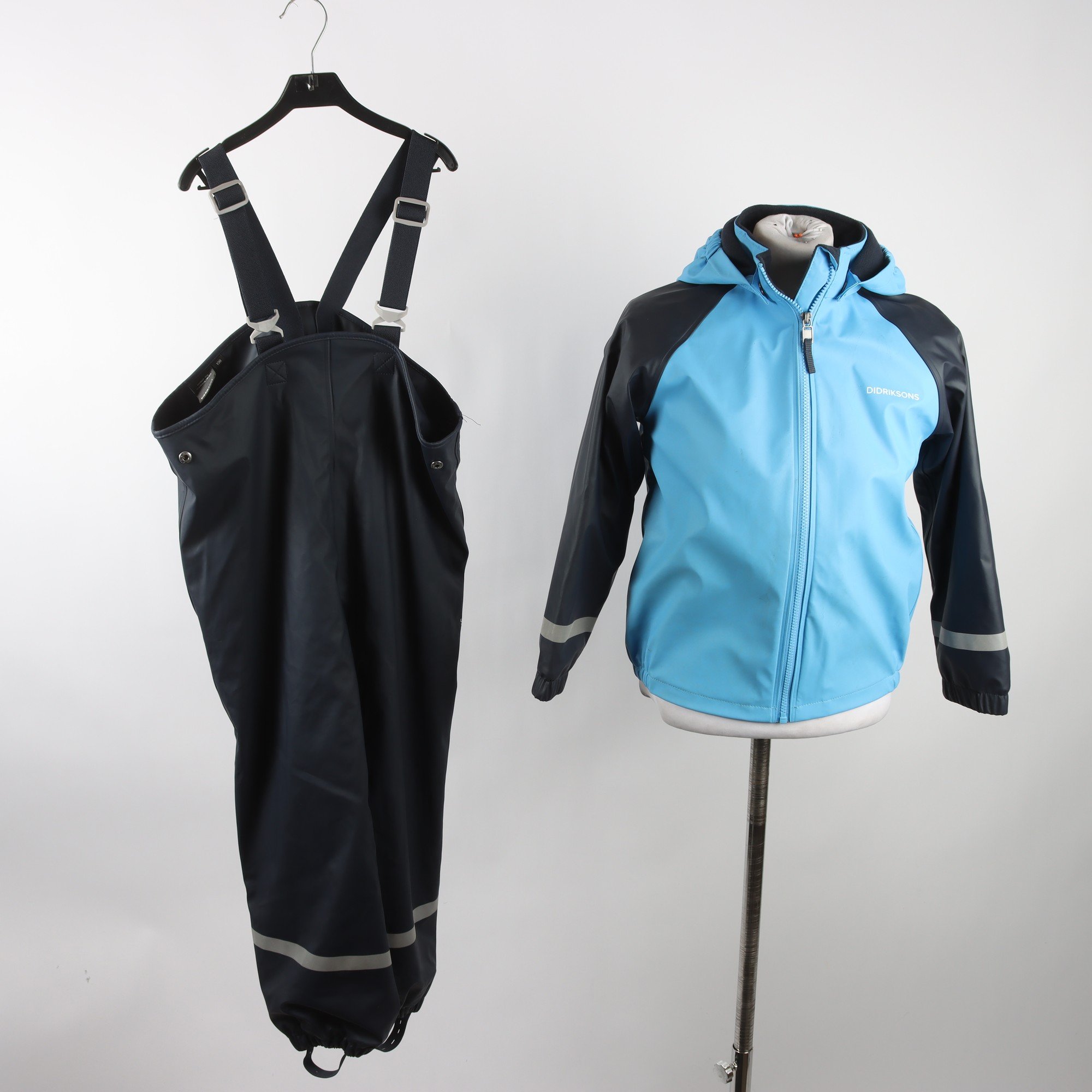 Regnställ, fodrad, Didriksons, blå, stl. 130