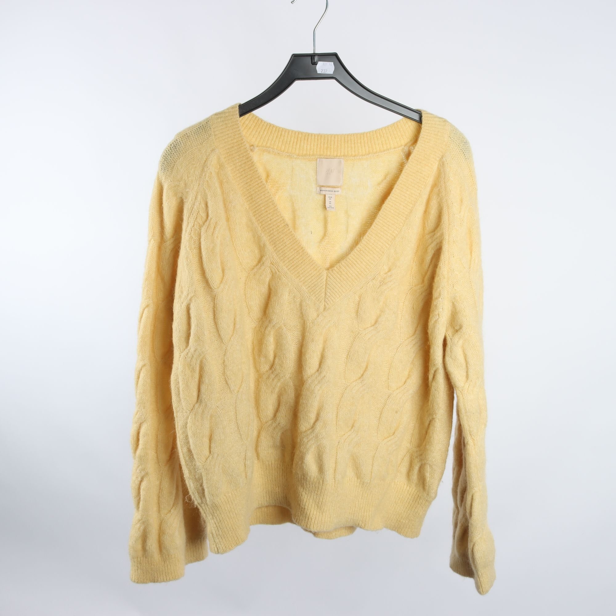 Tröja, H&M, gul, mohair/ull, stl. XS