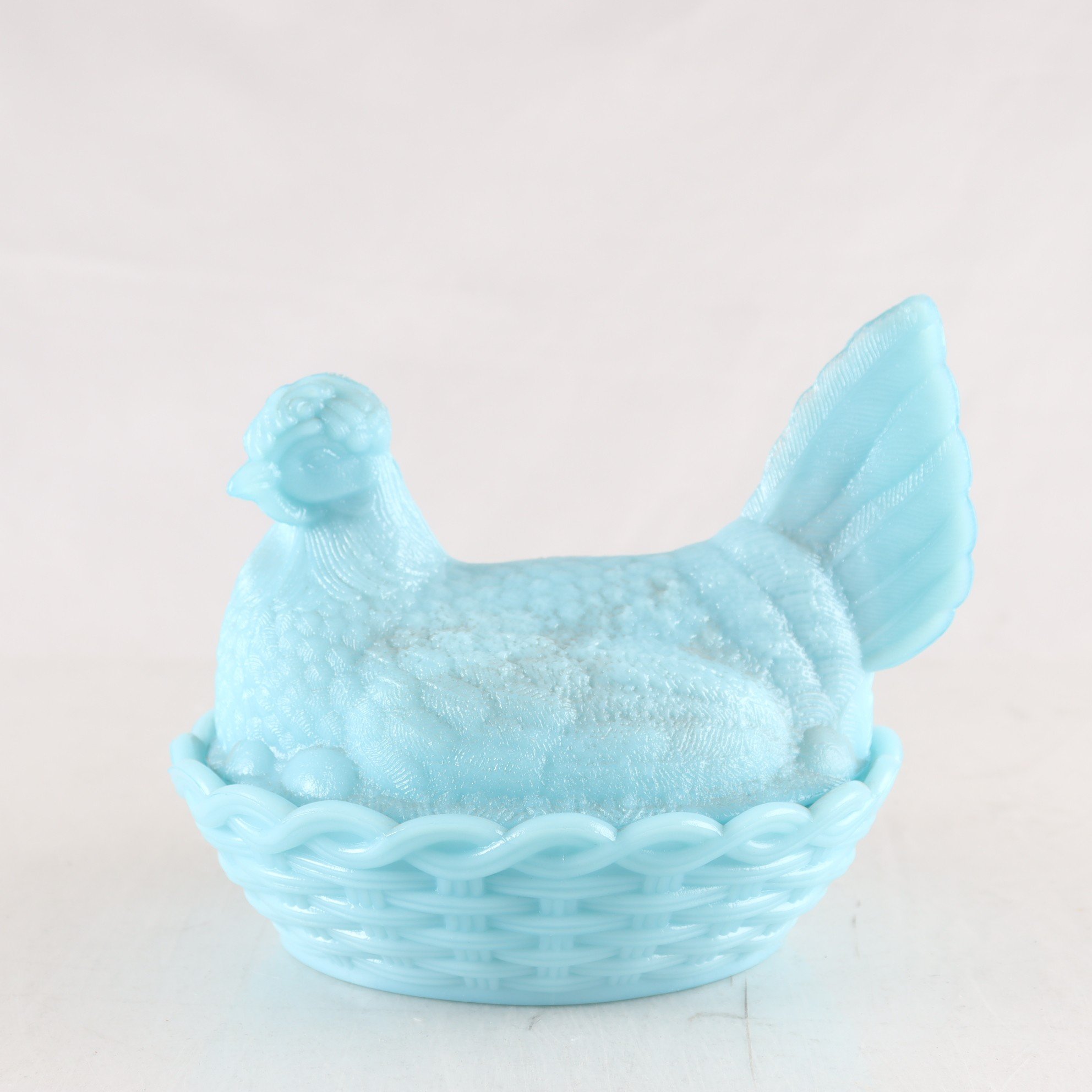 Äggömma, turkos, pressglas