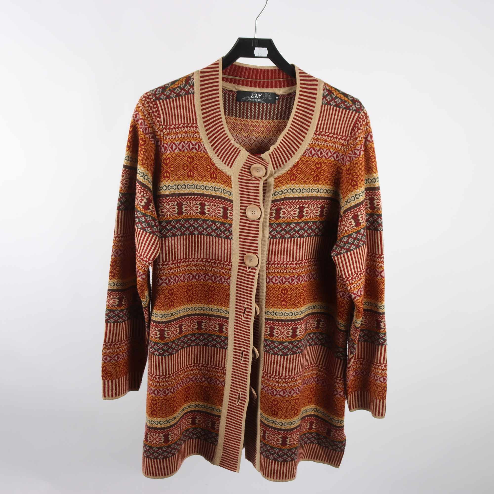 Kofta, Zay, brun, vinröd, gul, stl. M.