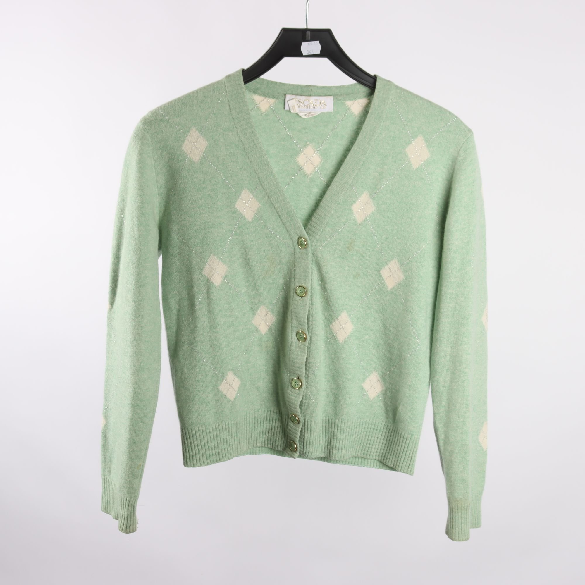 Kofta, Escada, grön, ull, cashmere, silke, stl. 34.